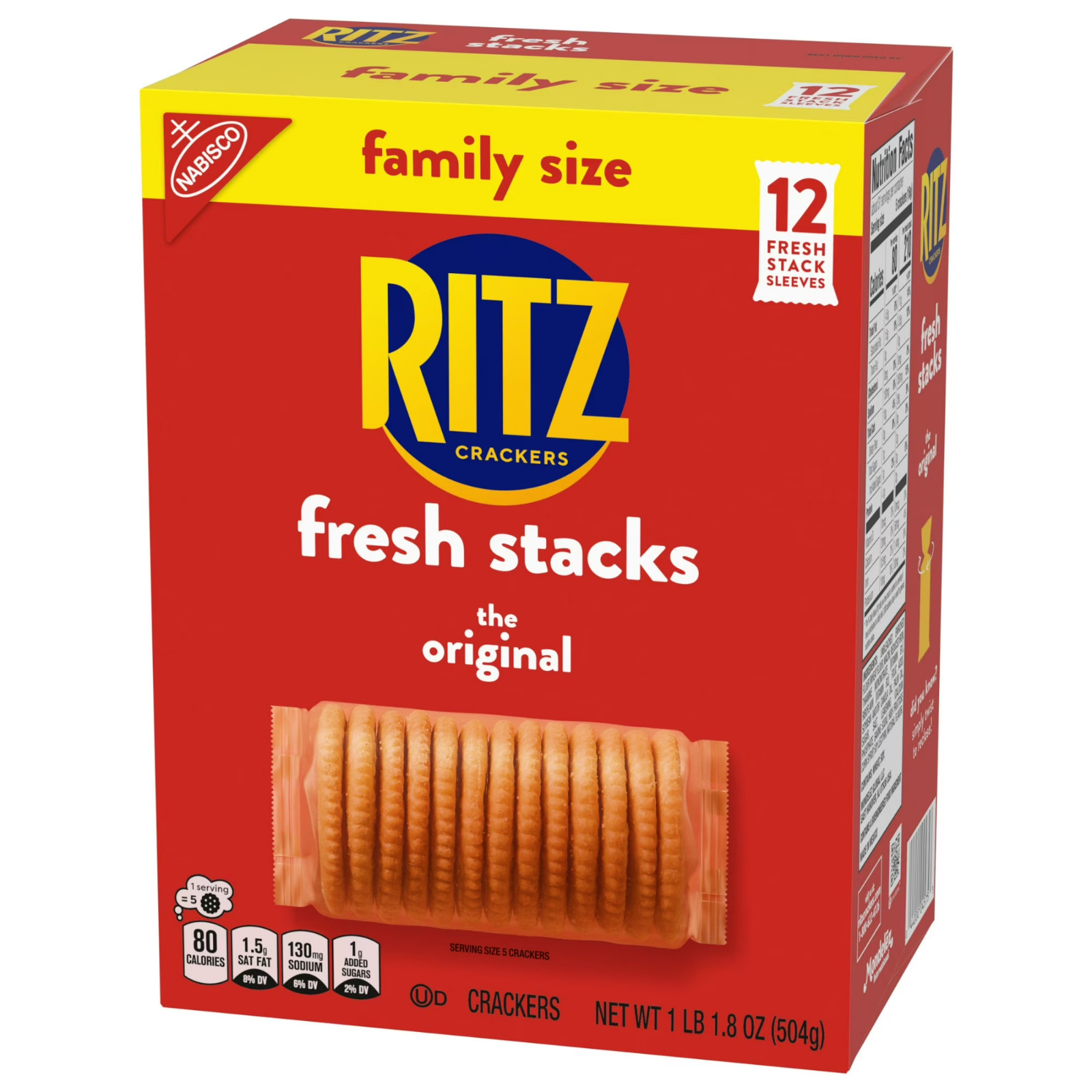 RITZ Fresh Stacks Original Crackers, Travel Snacks, Family Size, 17.8 oz (12 Mul
