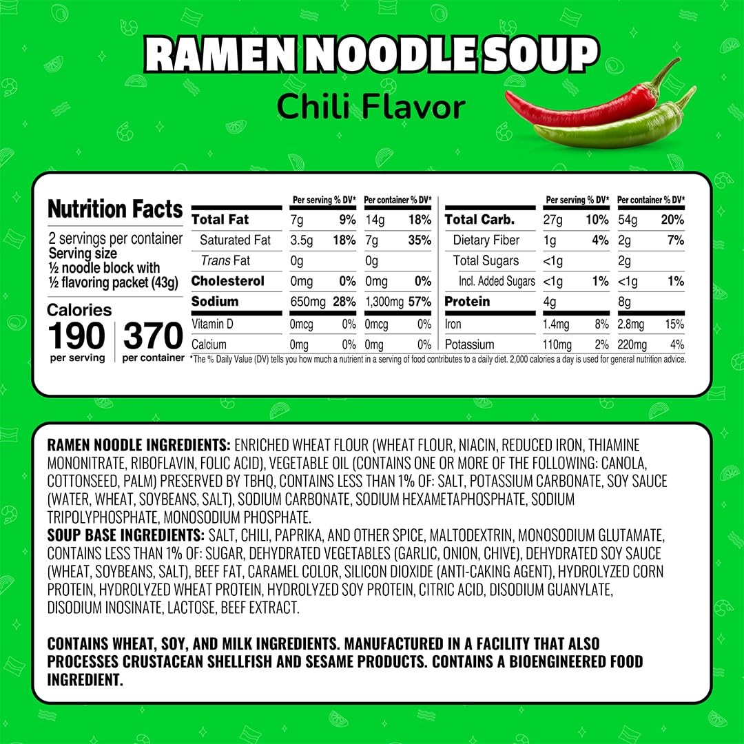 Maruchan Ramen Noodle Soup, Chili Flavor – 72 Ounce (Pack of 1)