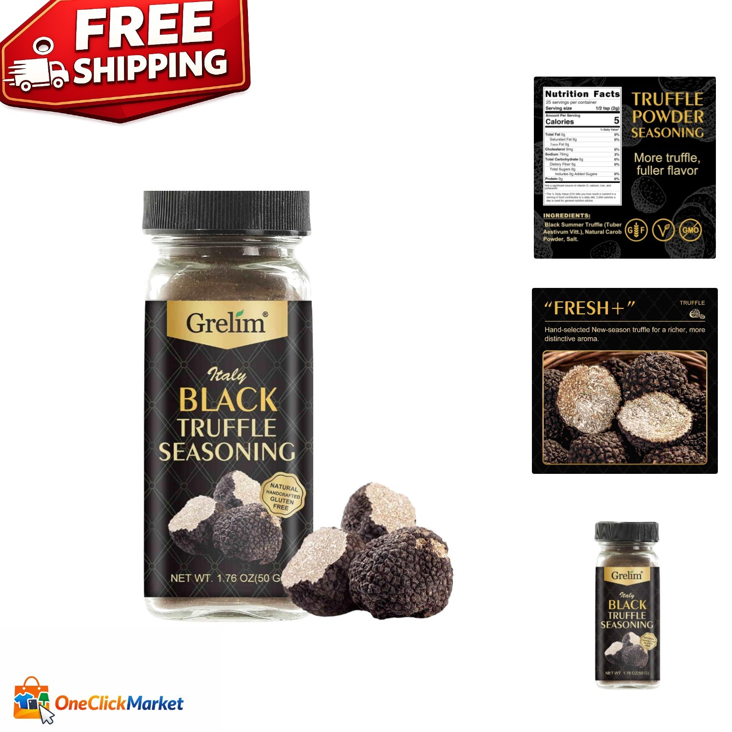 Black Truffle Powder – All Natural, Gluten-Free 1.76 Oz from Italy