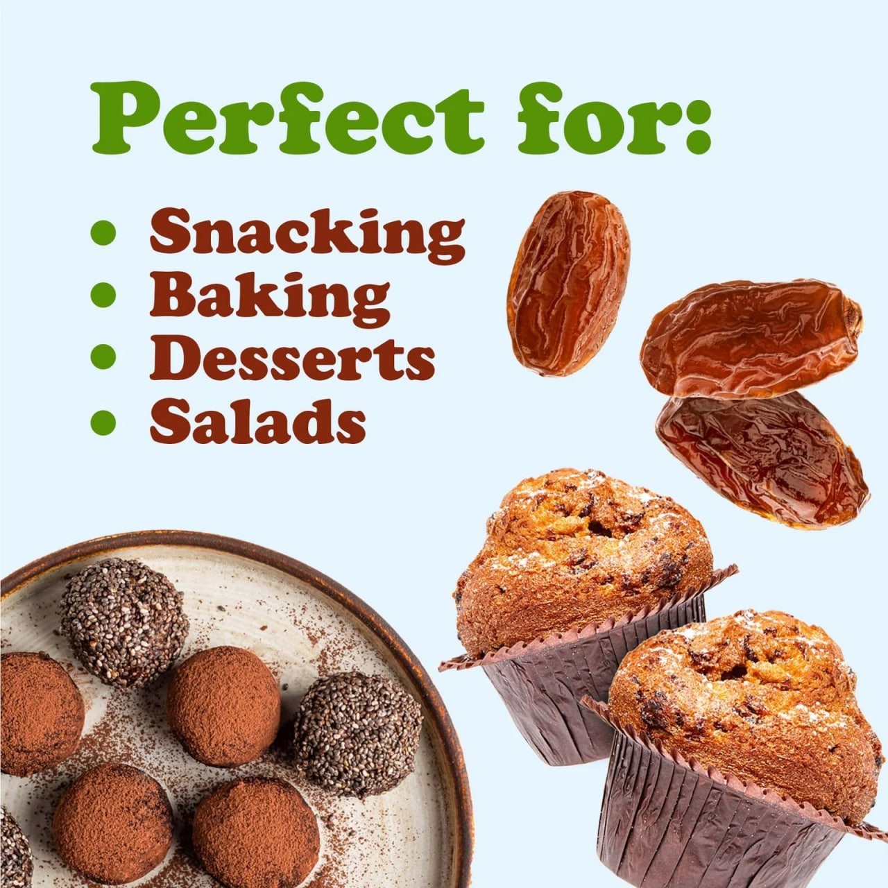 Organic Deglet Noor Dates — Non-GMO, Kosher, Raw, Vegan, Pitted — Food to Live