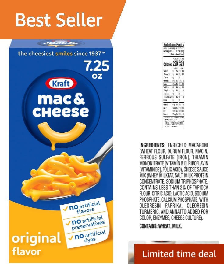 Comforting Kraft Mac & Cheese, Vegetarian & No Artificial Flavors, 7.25 oz