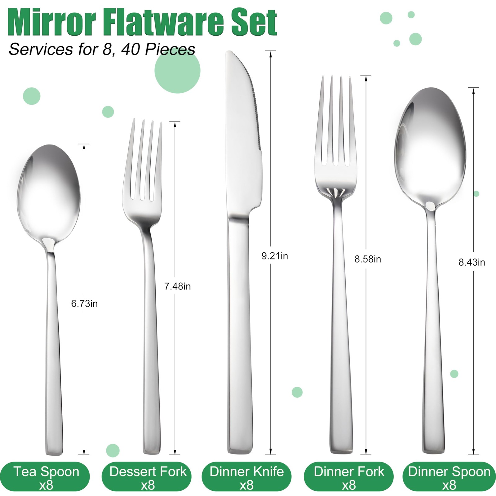 40-Pc Silverware Flatware Set for 8, Stainless Steel Silverware Cutlery