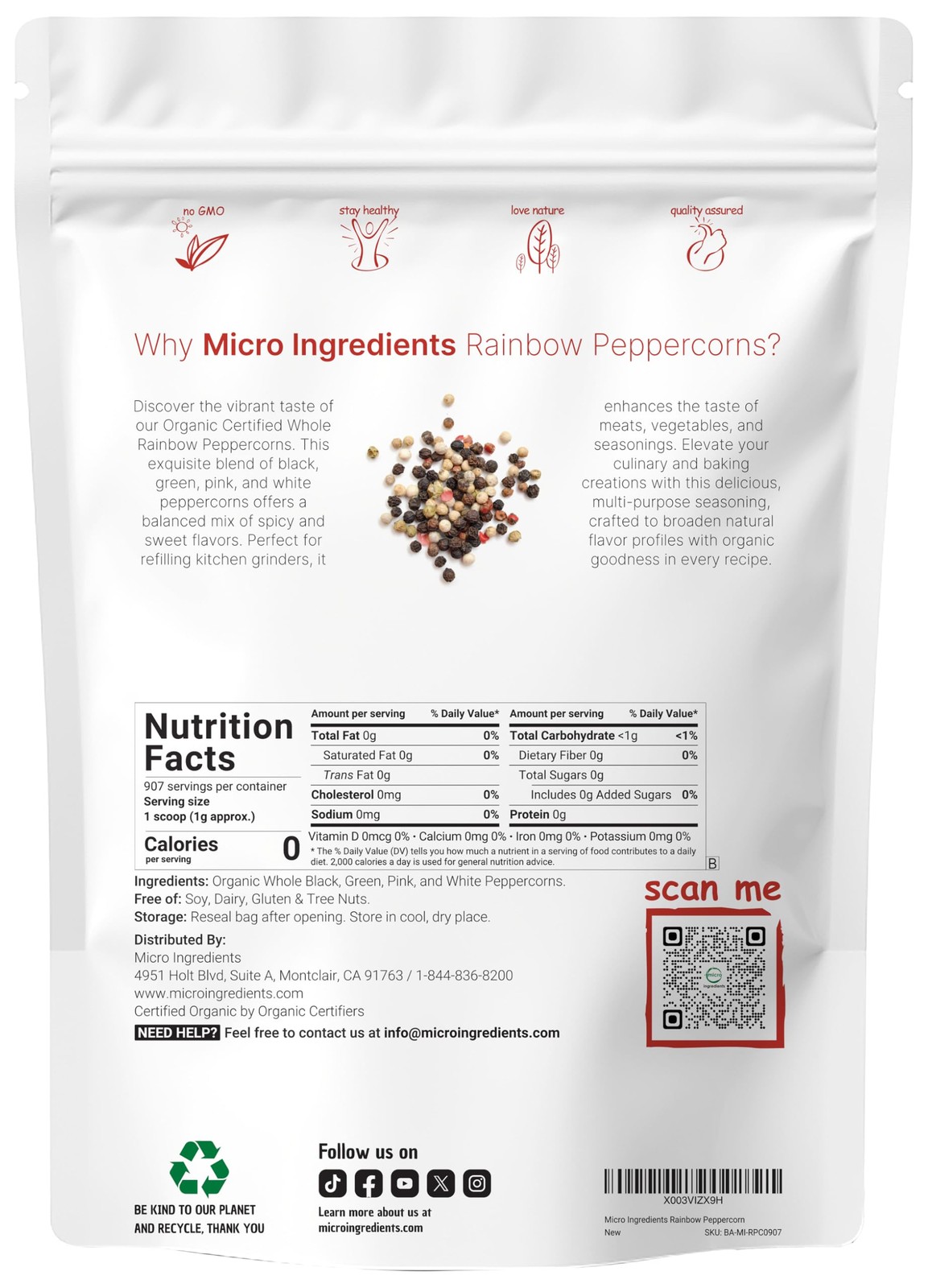 Organic Whole Rainbow Peppercorns, 2lbs | Premium Whole Peppercorns for Grind…