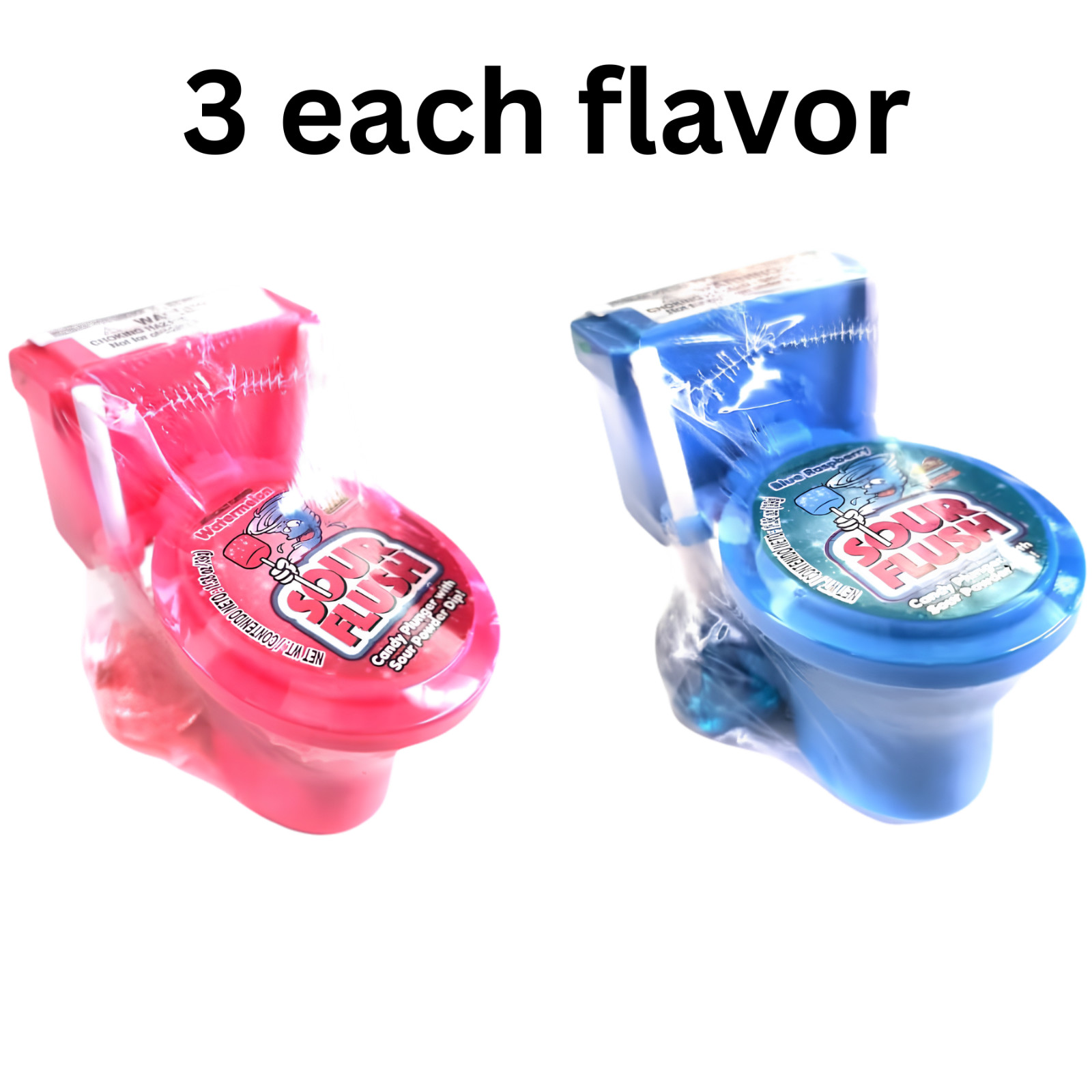 Kidsmania Sour Flush Candy Toilet 6 Count Novelty Candy Variety Pack