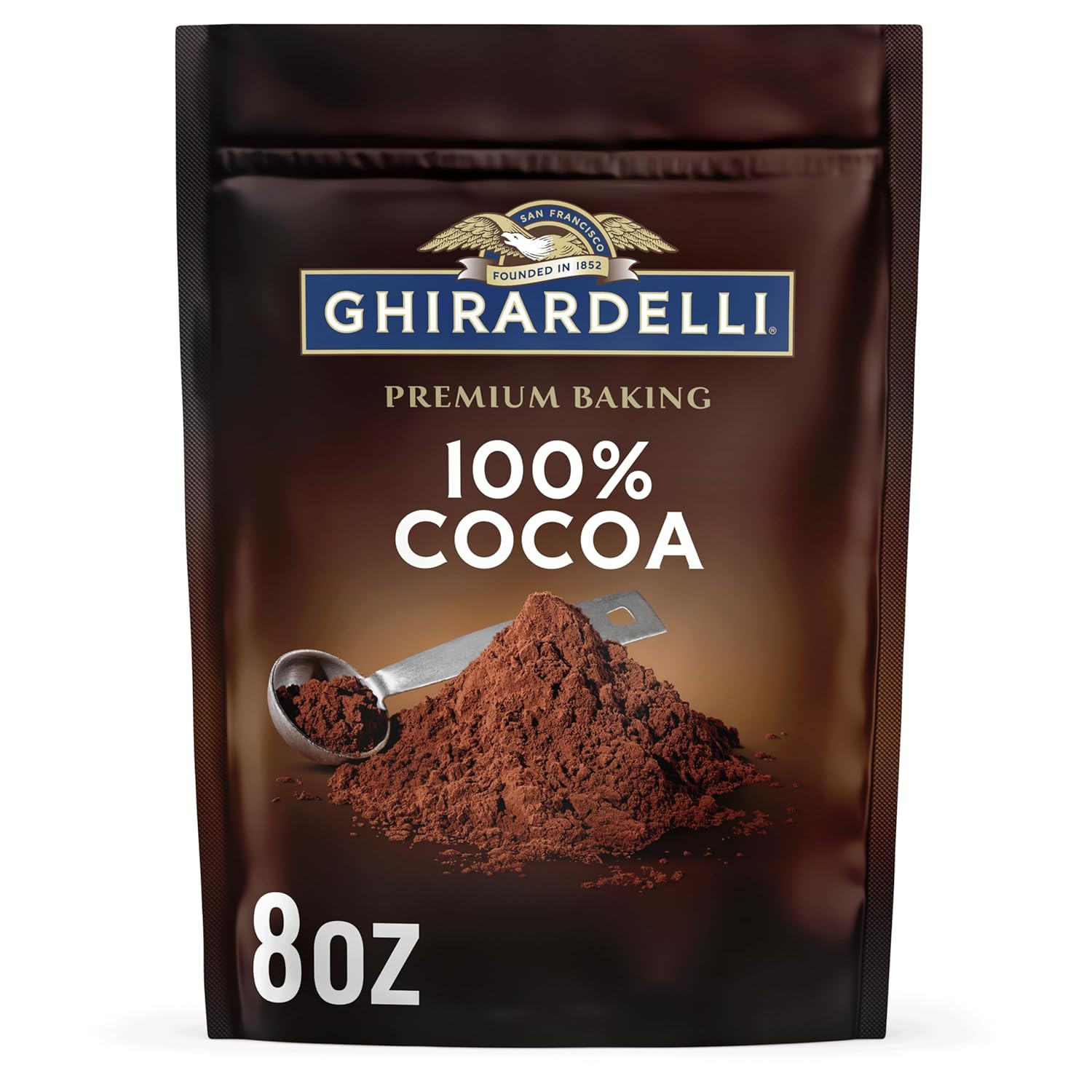 Ghirardelli Premium Baking Cocoa 100% Unsweetened Cocoa Powder, 8 Oz Bag, 100% C