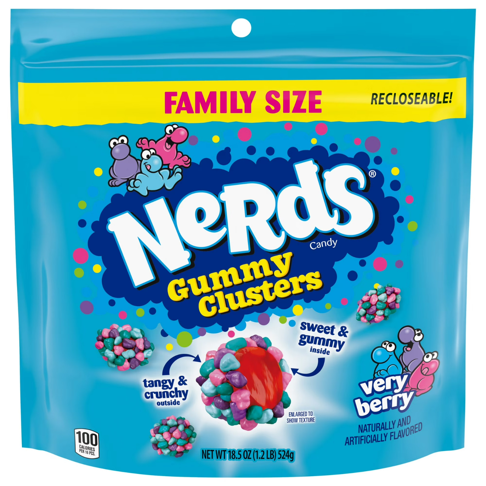 NERDS Very Berry Gummy Clusters – Crunchy and Chewy Candy, 18.5 oz Bag
