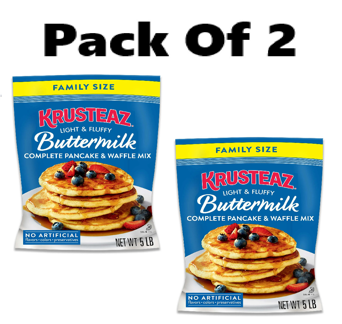 2pk Krusteaz Complete Buttermilk Pancake and Waffle Mix, Light & Fluffy, 5 lb