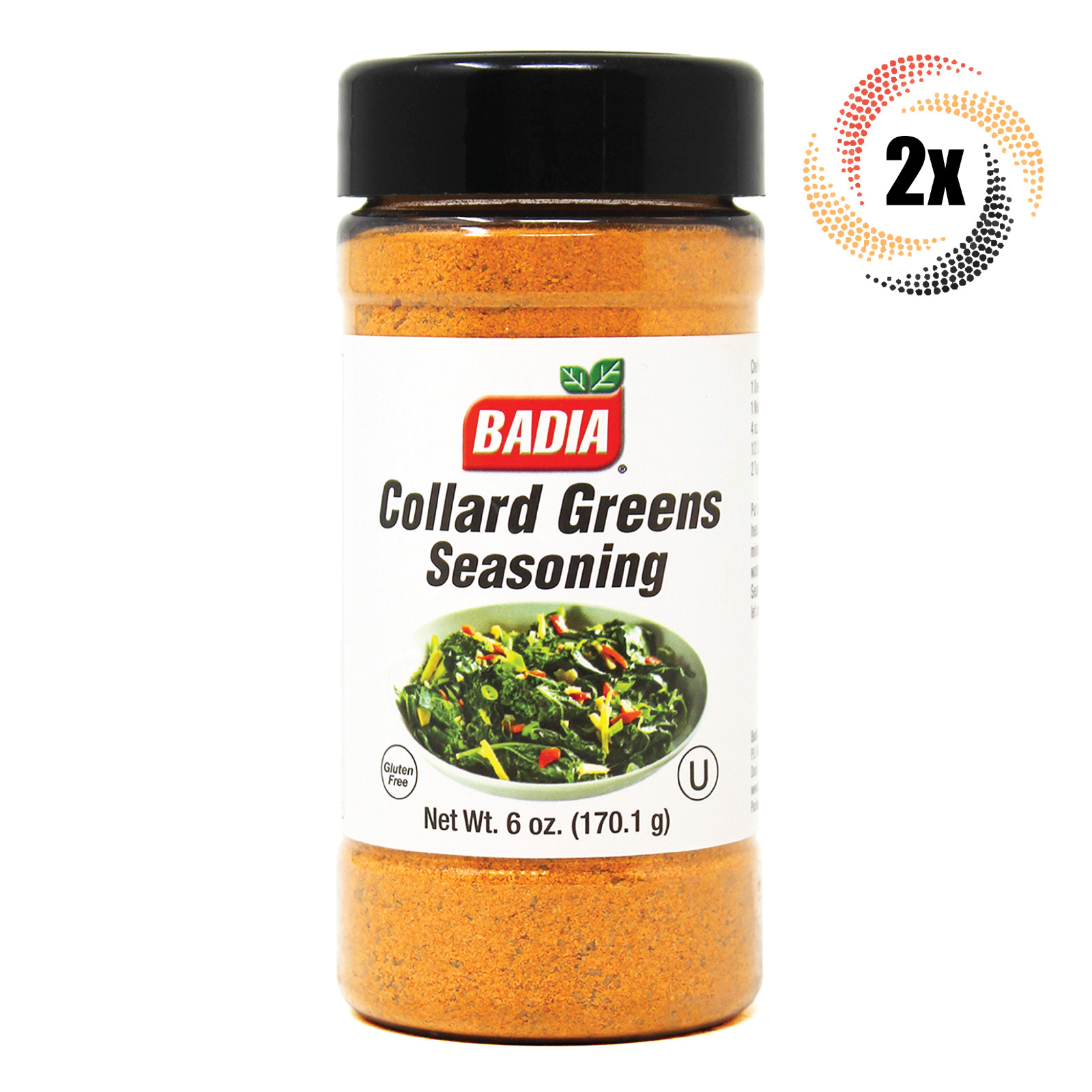 2x Shakers Badia Collard Greens Seasoning Fat & Gluten Free 6oz Fast Shipping!
