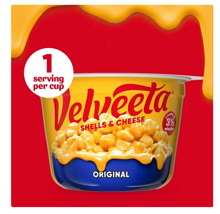 Velveeta Shells and Cheese Original Macaroni and Cheese Cups Easy Microwaveable