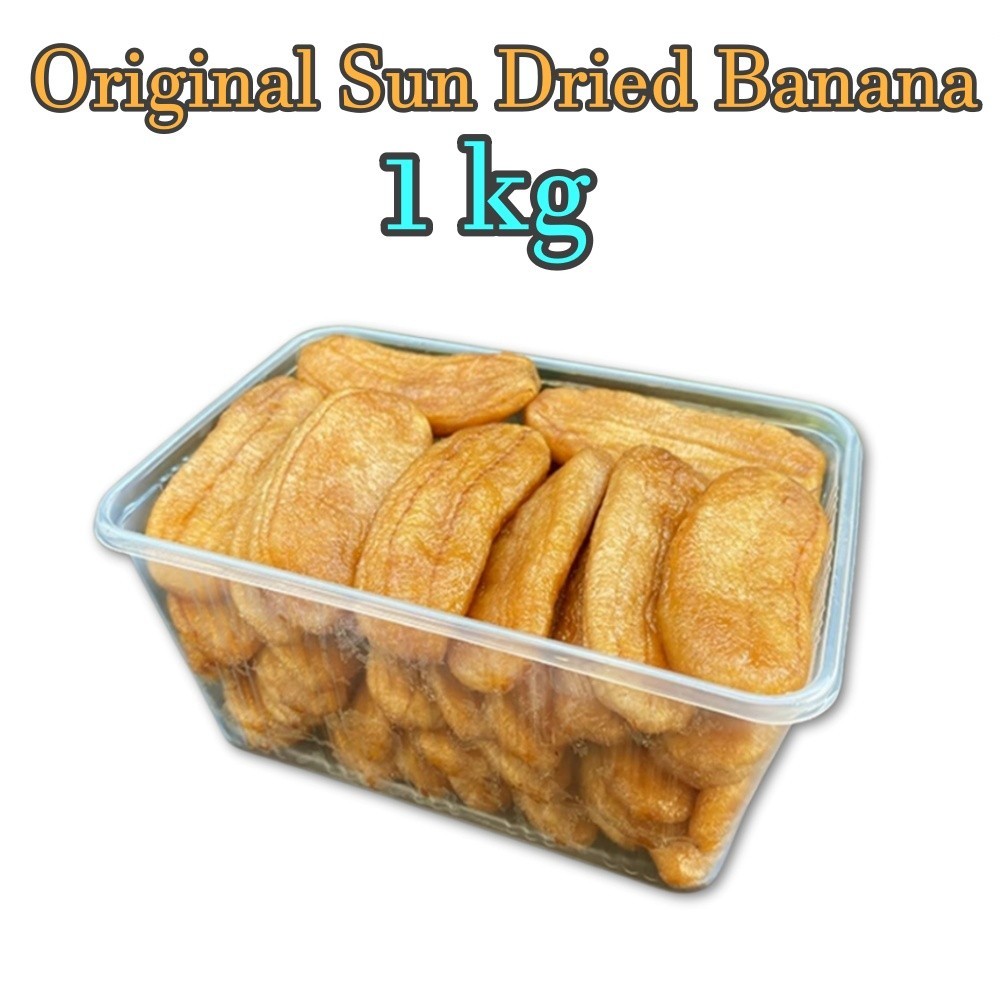 Jiraporn Dried Banana 1kg (2.2 lbs) Original or Honey Thai Healthy Banana Snack