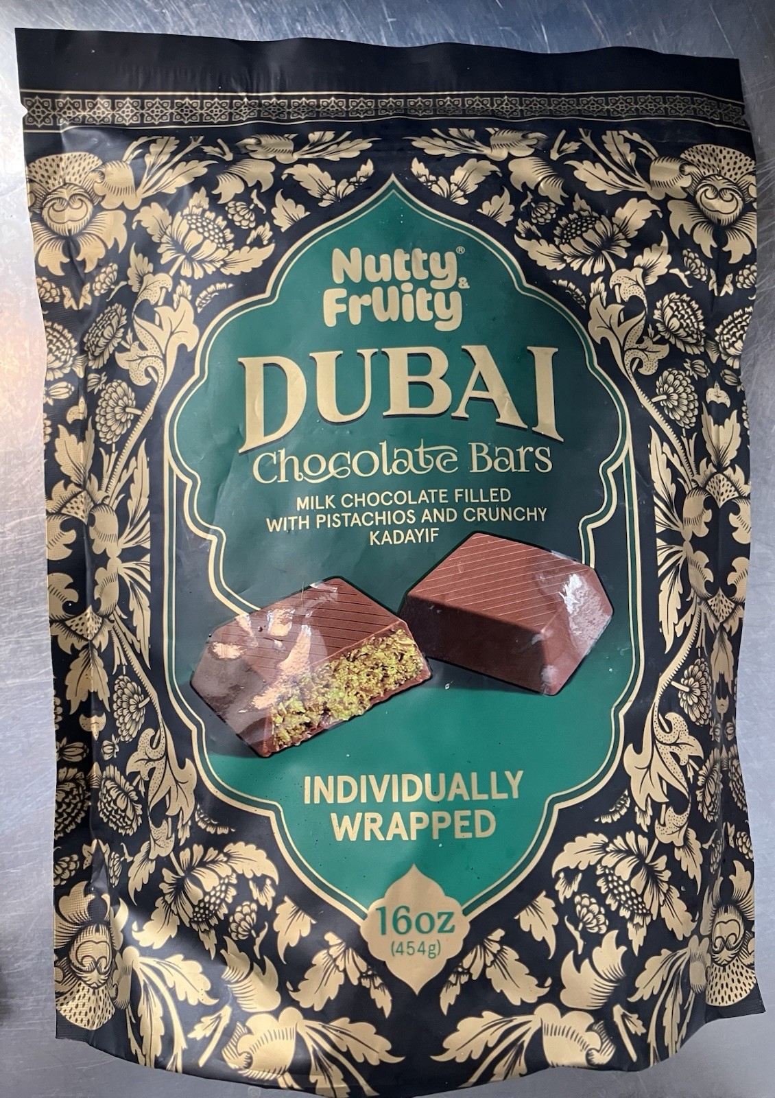 3 Bags Nutty Fruity Dubai Chocolate Bars Individually Wrapped 16oz Bags
