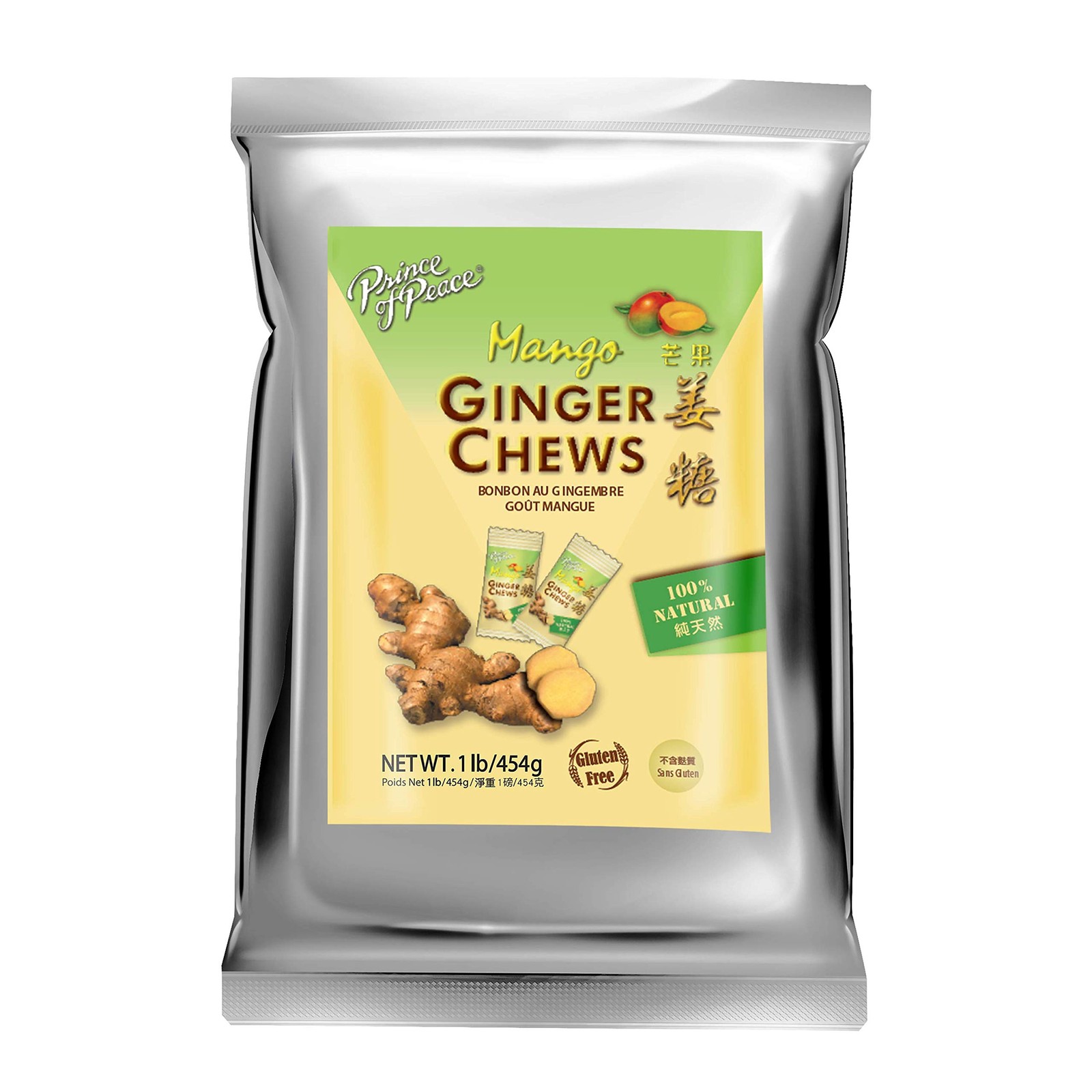 Prince of Peace Ginger Chews with Mango, 1 lb. – Candied 1 Pound (Pack 1)
