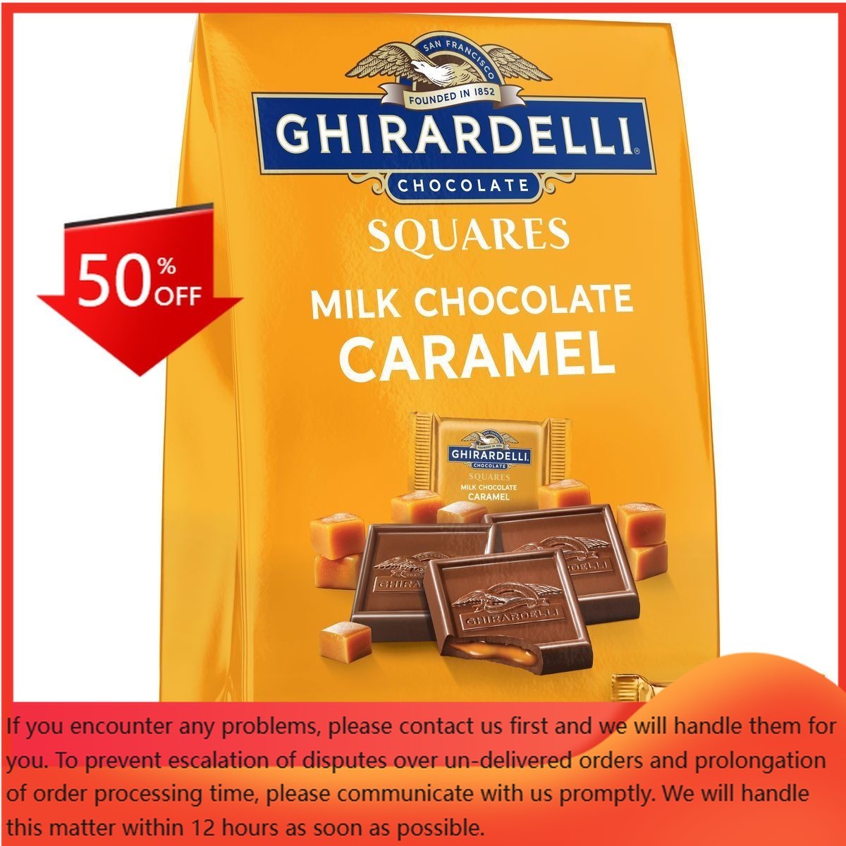 Ghirardelli Milk Square Chocolate Caramel – XL Bag – 12.7oz