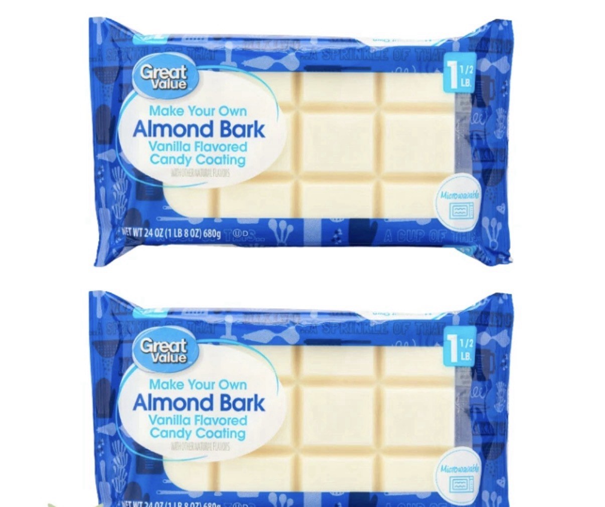 Great Value Almond Bark Vanilla Flavored Coating 24 oz (2 PACK) Free Shipping!