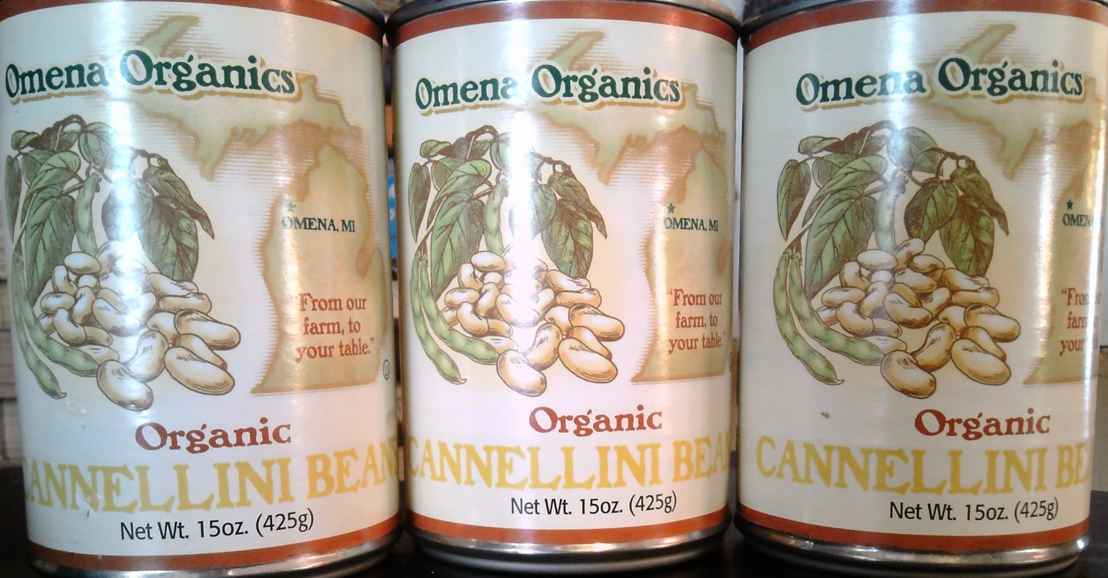 LOT OF 7 (seven) Omena Organics Organic Cannellini Beans, 15oz per can PLS. READ