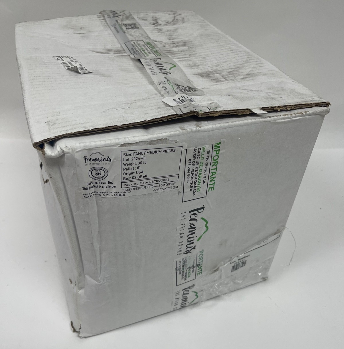 30 lbs Fancy Medium Pecan Pieces Pecaninis The Pecan Brand Sealed Bag in Box