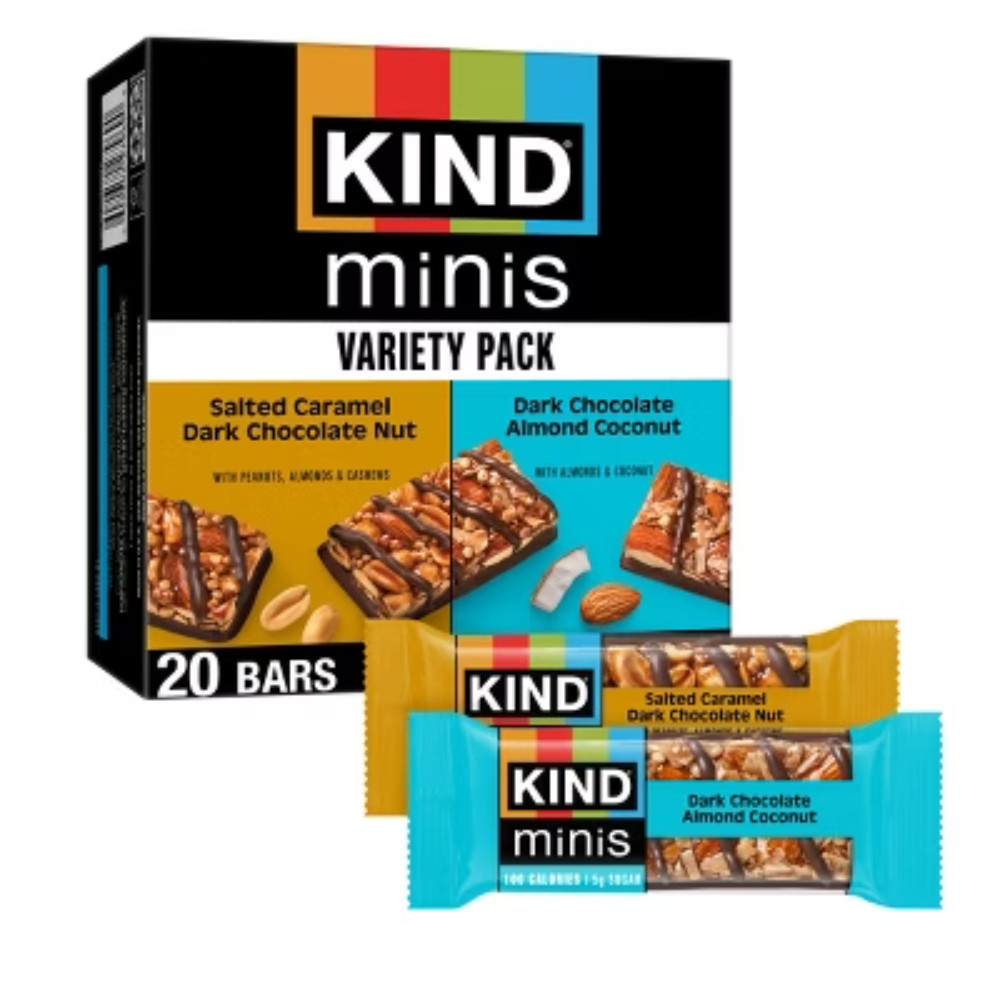 KIND Minis Salted Caramel Dark Chocolate + Dark Chocolate Coconut – 14.1oz/ 20ct