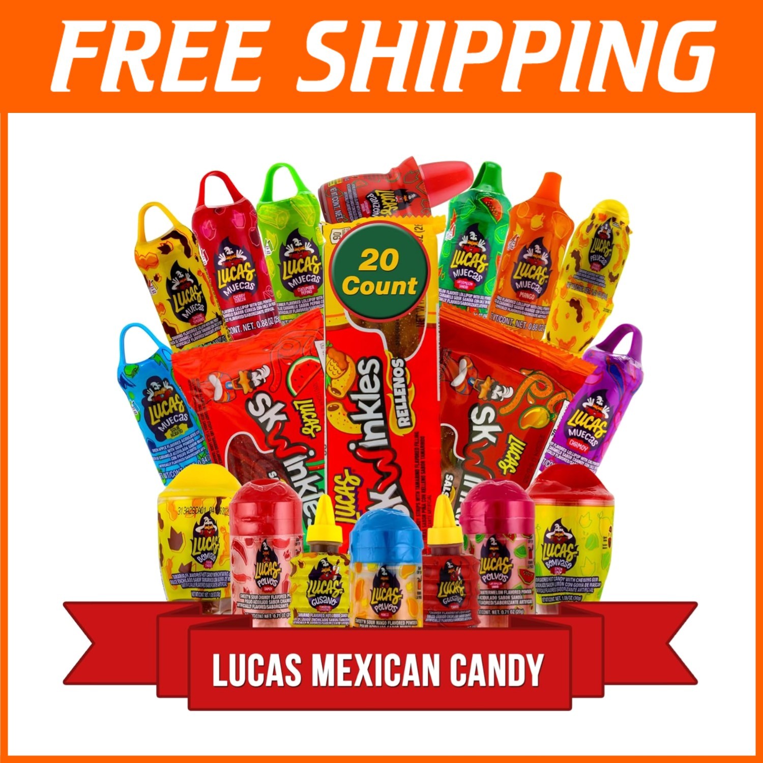 Lucas Mexican Candy Mix – Includes Pelucas, Bomvaso=