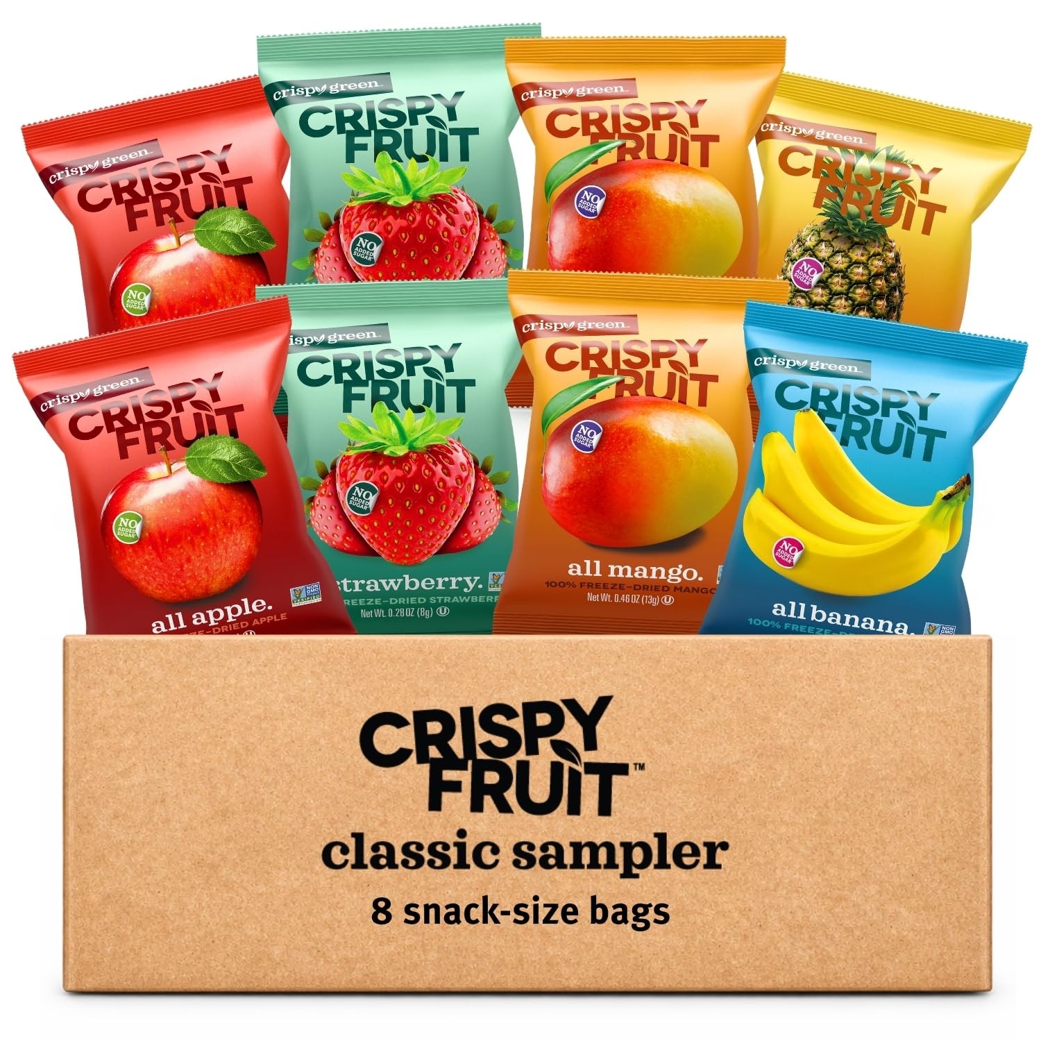 Crispy Green Classic Sampler (Pack of 8), No Added Sugar, Pack 8