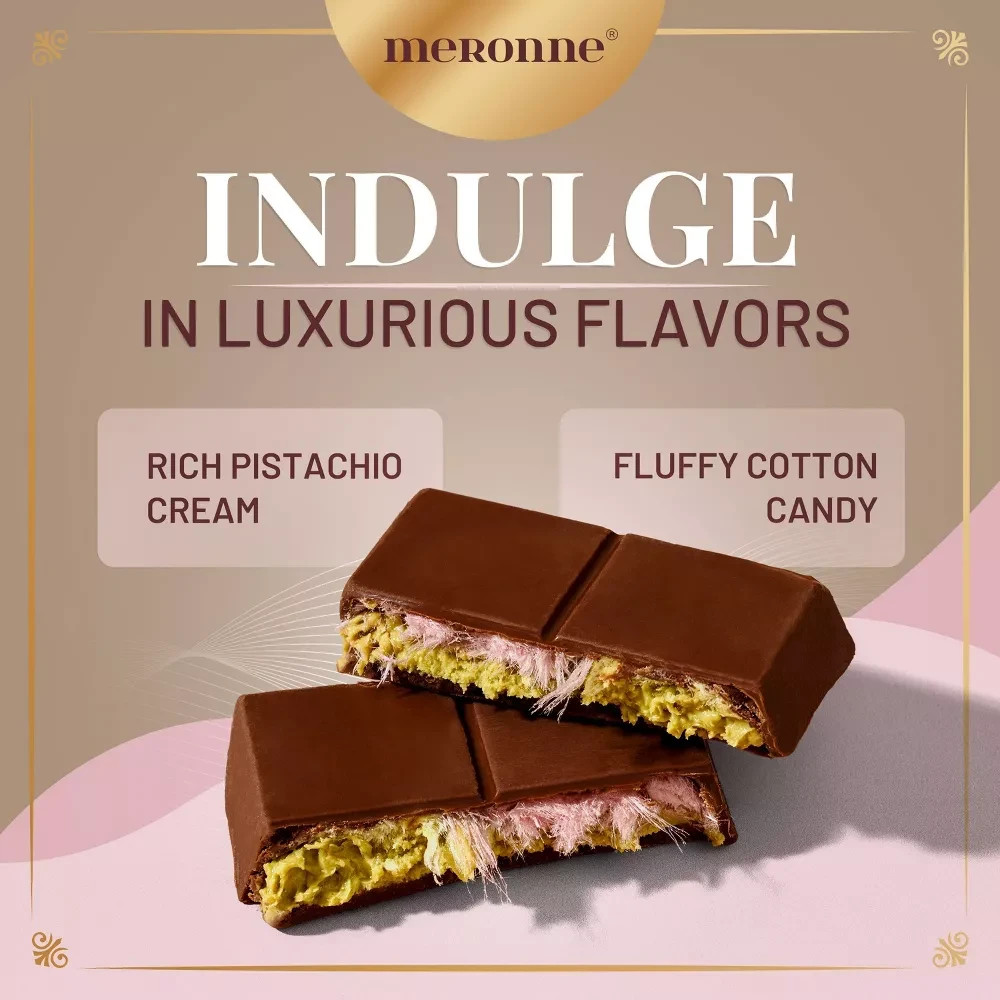 MERONNE Angel Hair Cotton Candy Pistachio Cream & Milk Chocolate NET WT (180 g)