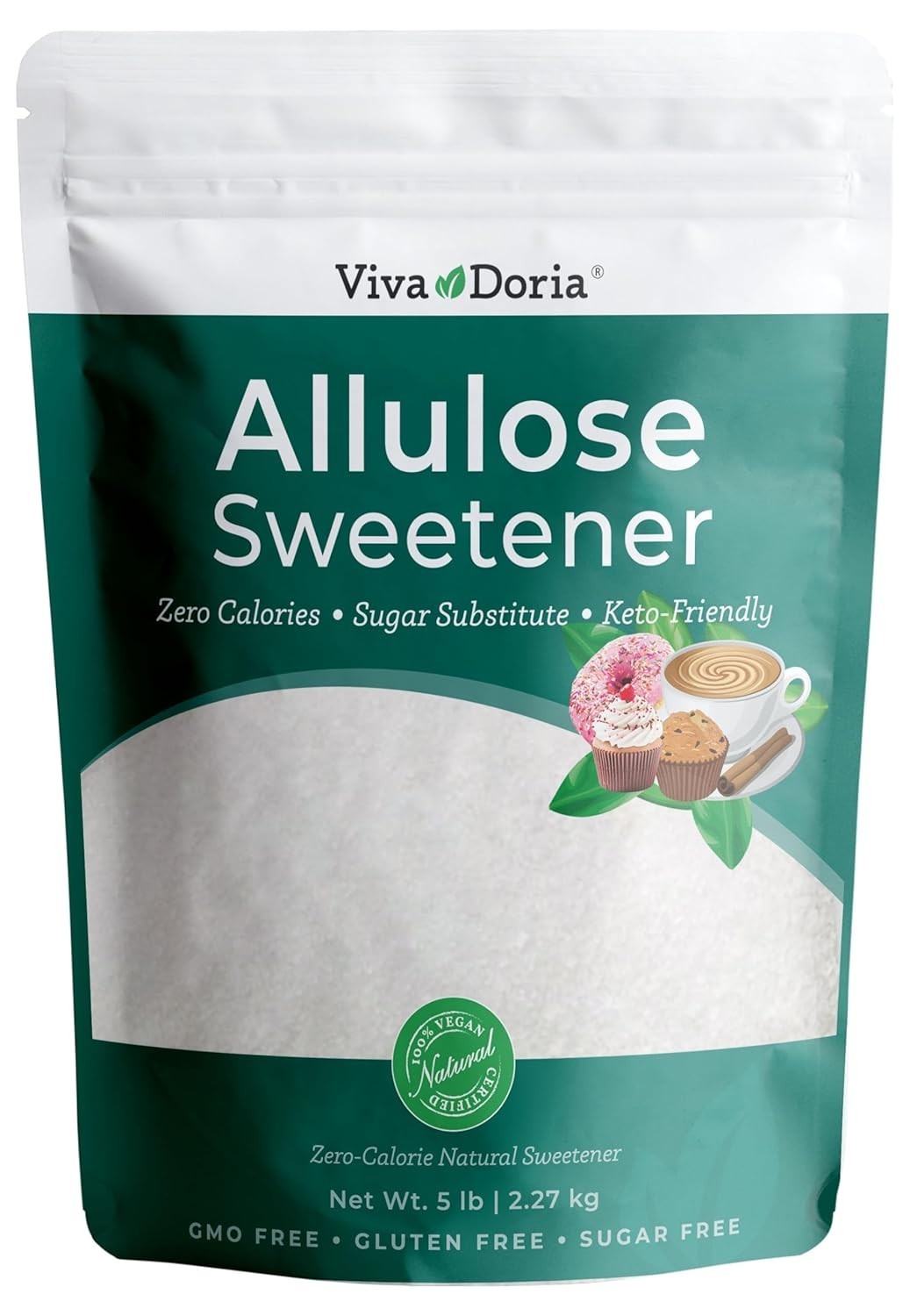 Viva Doria Allulose Sweetener, 5 Lb (2.27 Kg) | Zero Calorie Sugar Substitute |