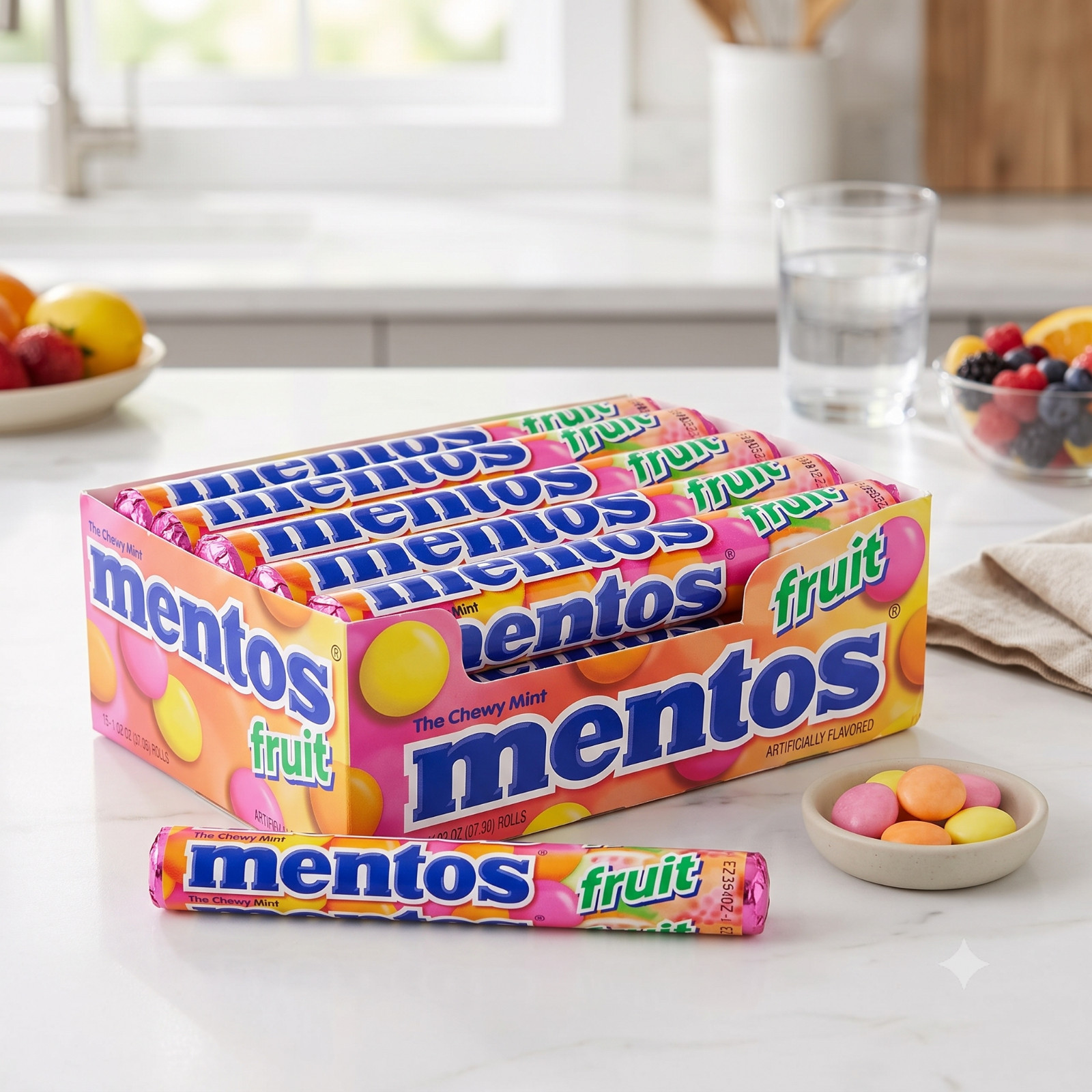2 Pack Mentos, Fruit, 1.32 oz, 15-count