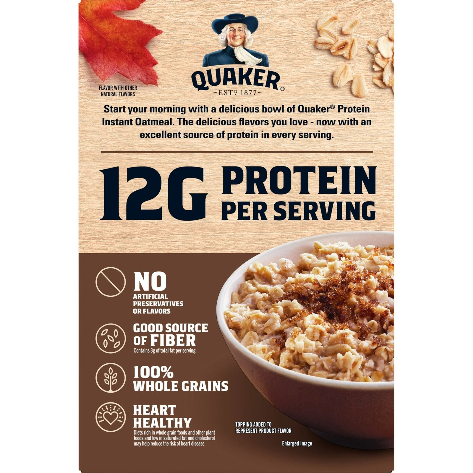 Quaker Maple & Brown Sugar Protein Instant Oatmeal – 12.6 oz Box – 5 PACK