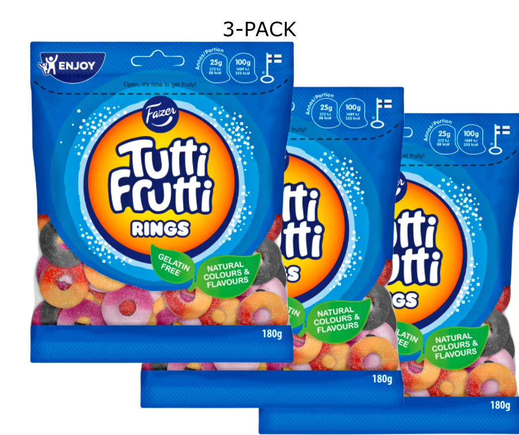 3x180g Fazer Tutti Frutti Rings – Swedish Candy
