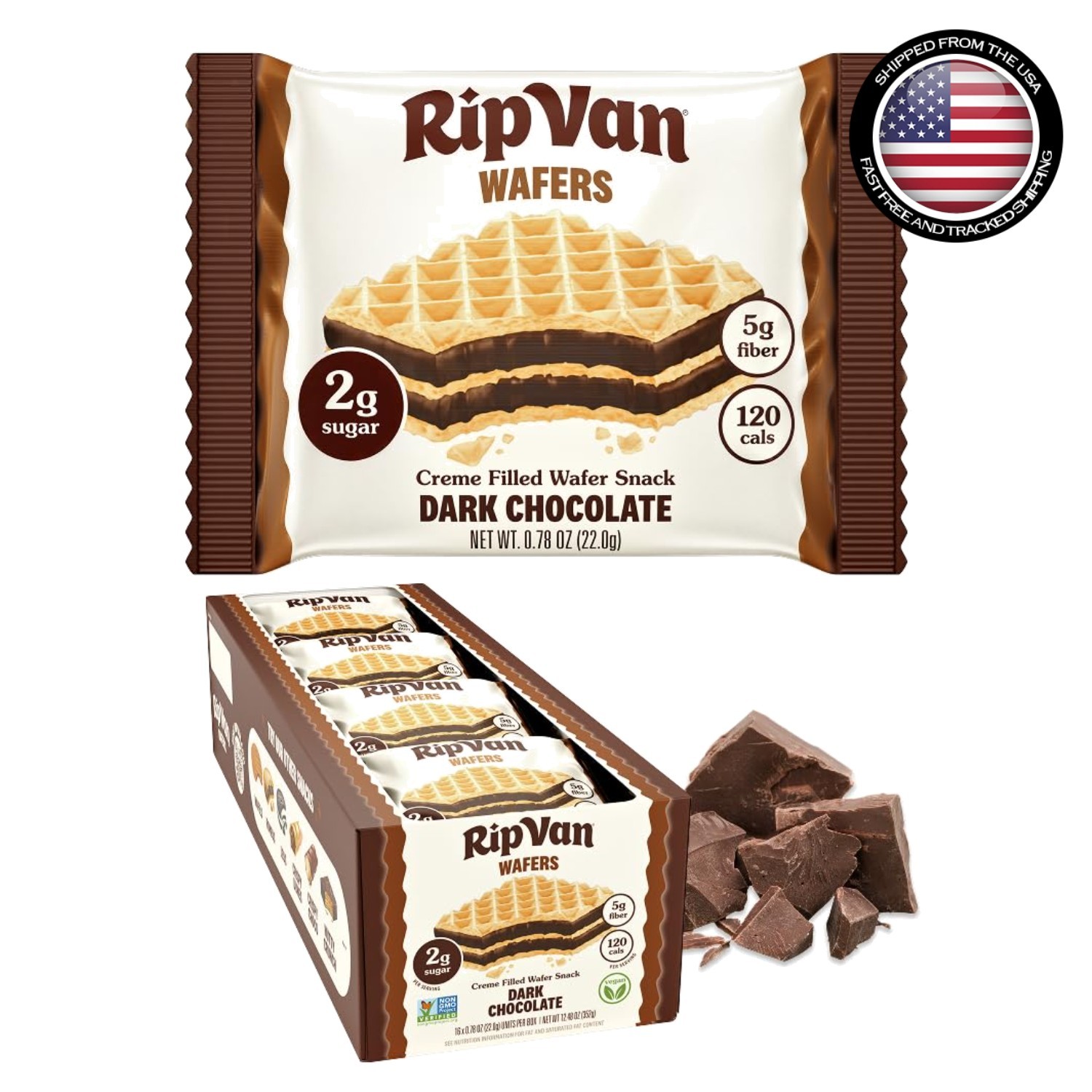Delicious Dark Chocolate Wafer Cookies – 2g Sugar, Individually Wrapped Treats
