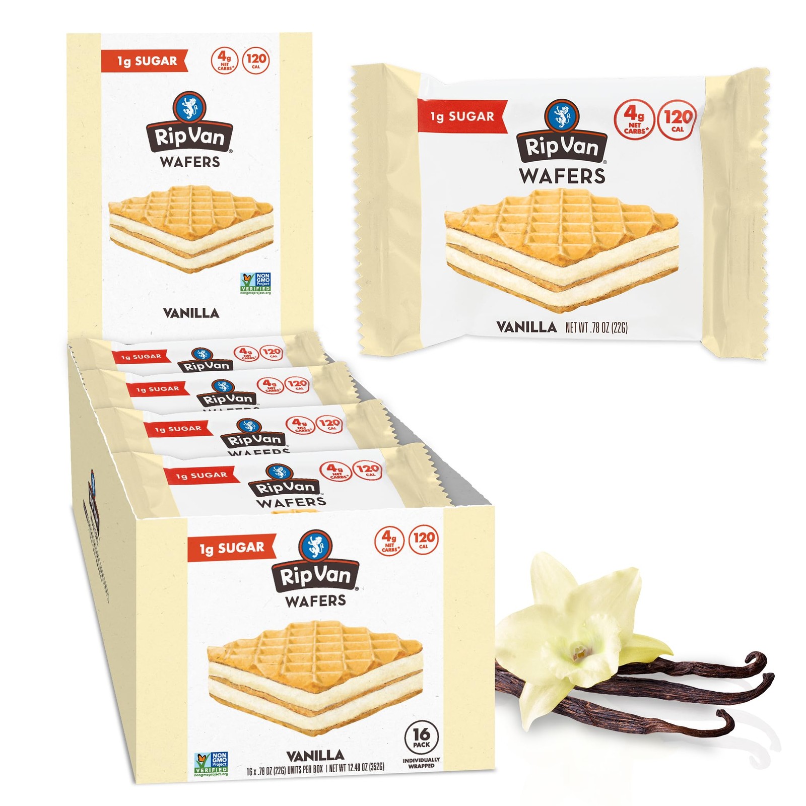 Rip Van Vanilla Keto Wafer Cookies, Healthy Vegan Snack, Non GMO, Low Carb, L…