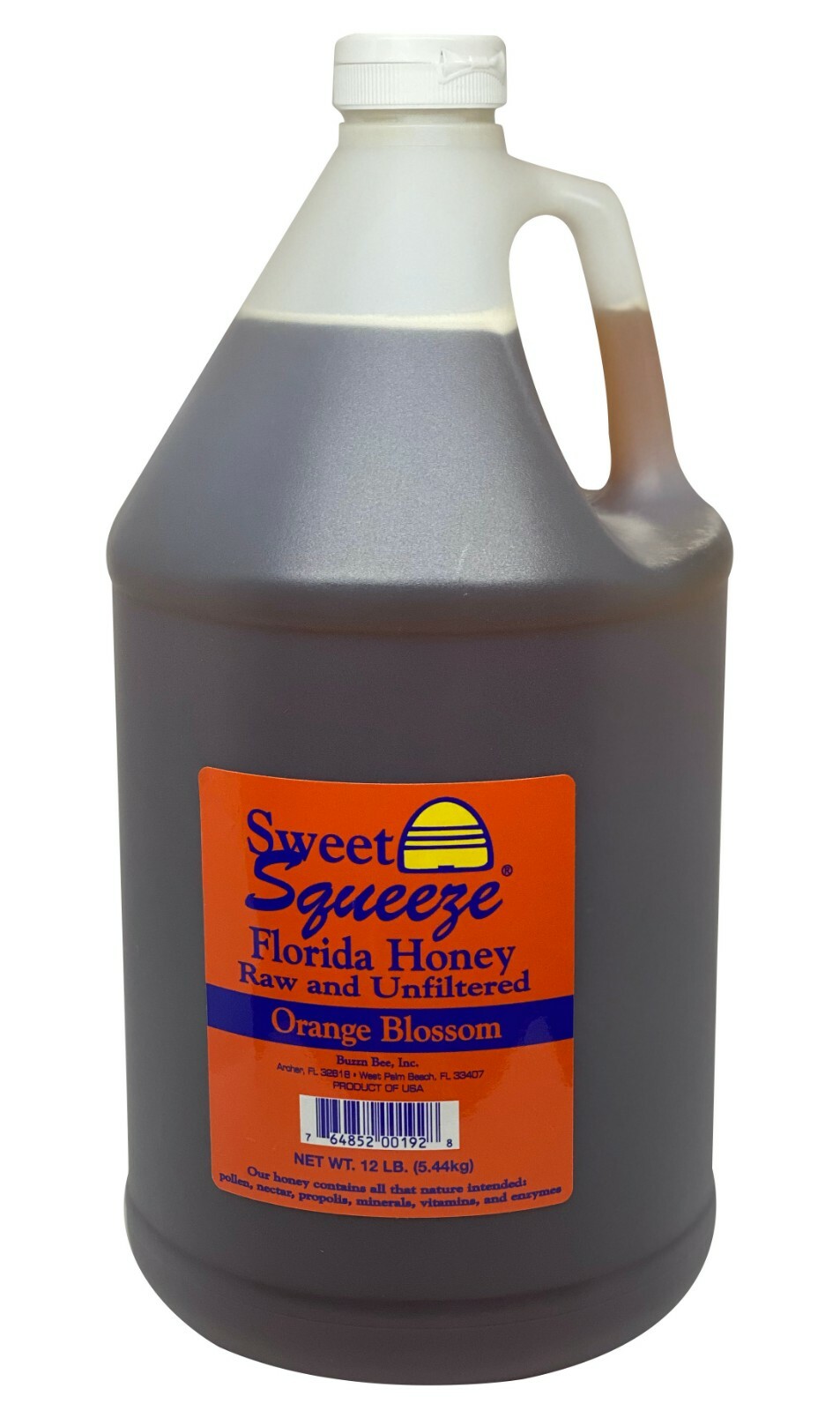 Sweet Squeeze Raw Honey – Orange Blossom – Unfiltered- Gallon (12 Pounds)