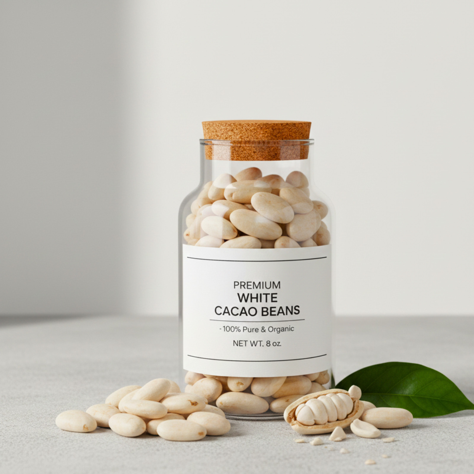 Organic White Cocoa Beans | Raw Whole Cacao | Superfood for Chocolate & Tea