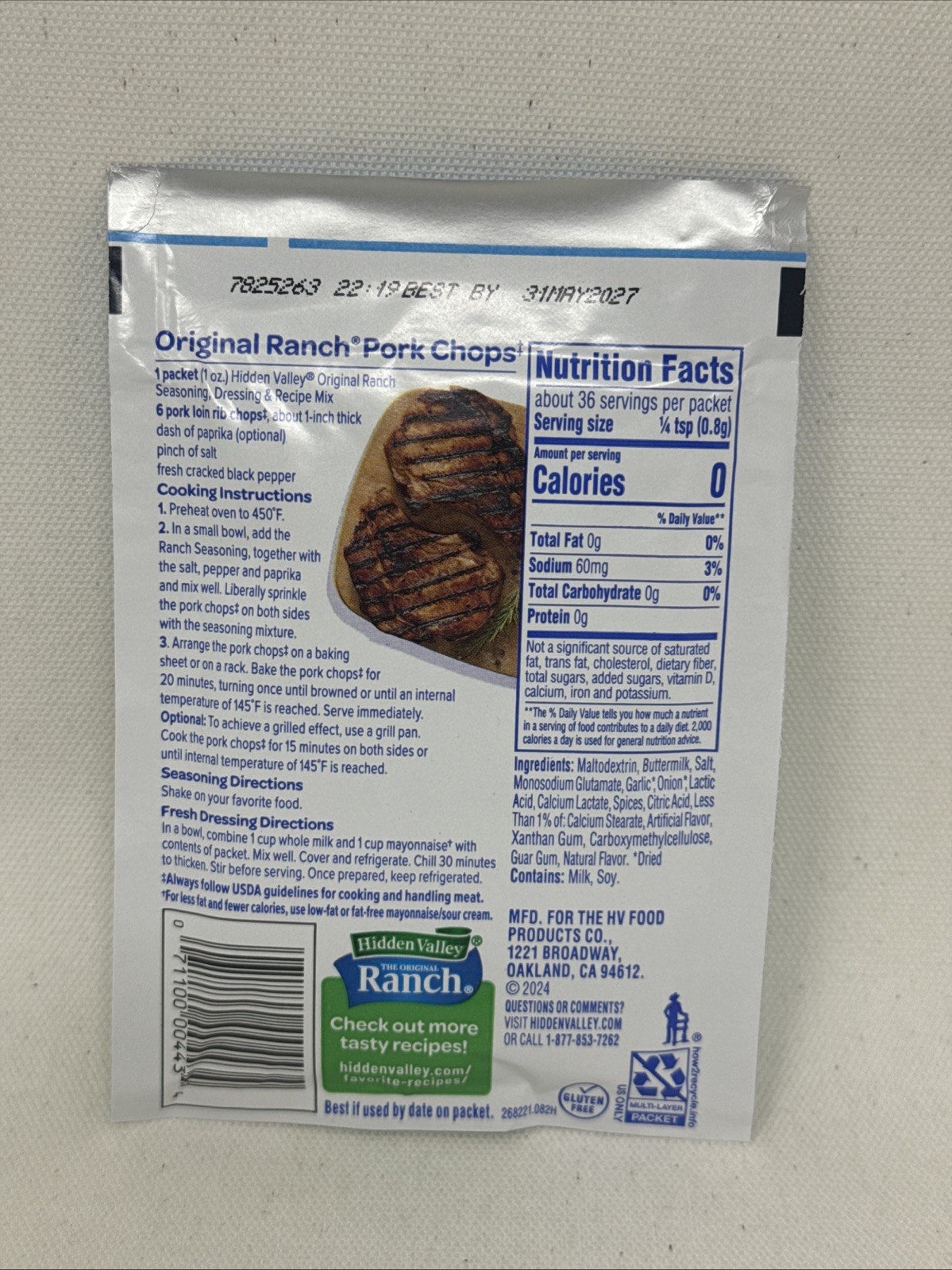 Hidden Valley Ranch Original Salad Dressing Mix 6 Packets – 1oz Packets