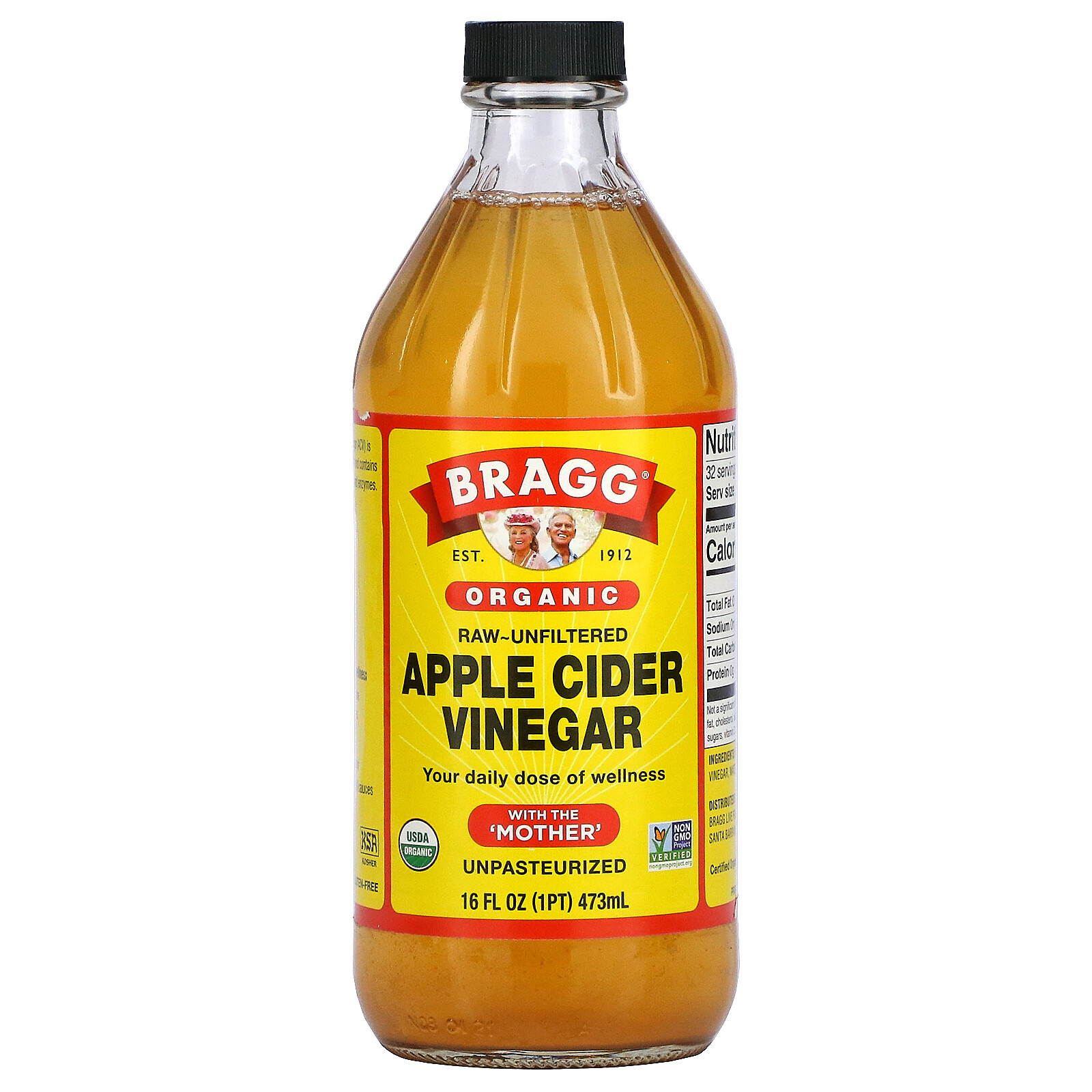 Organic Apple Cider Vinegar with The ‘Mother’, 16 fl oz (473 ml)