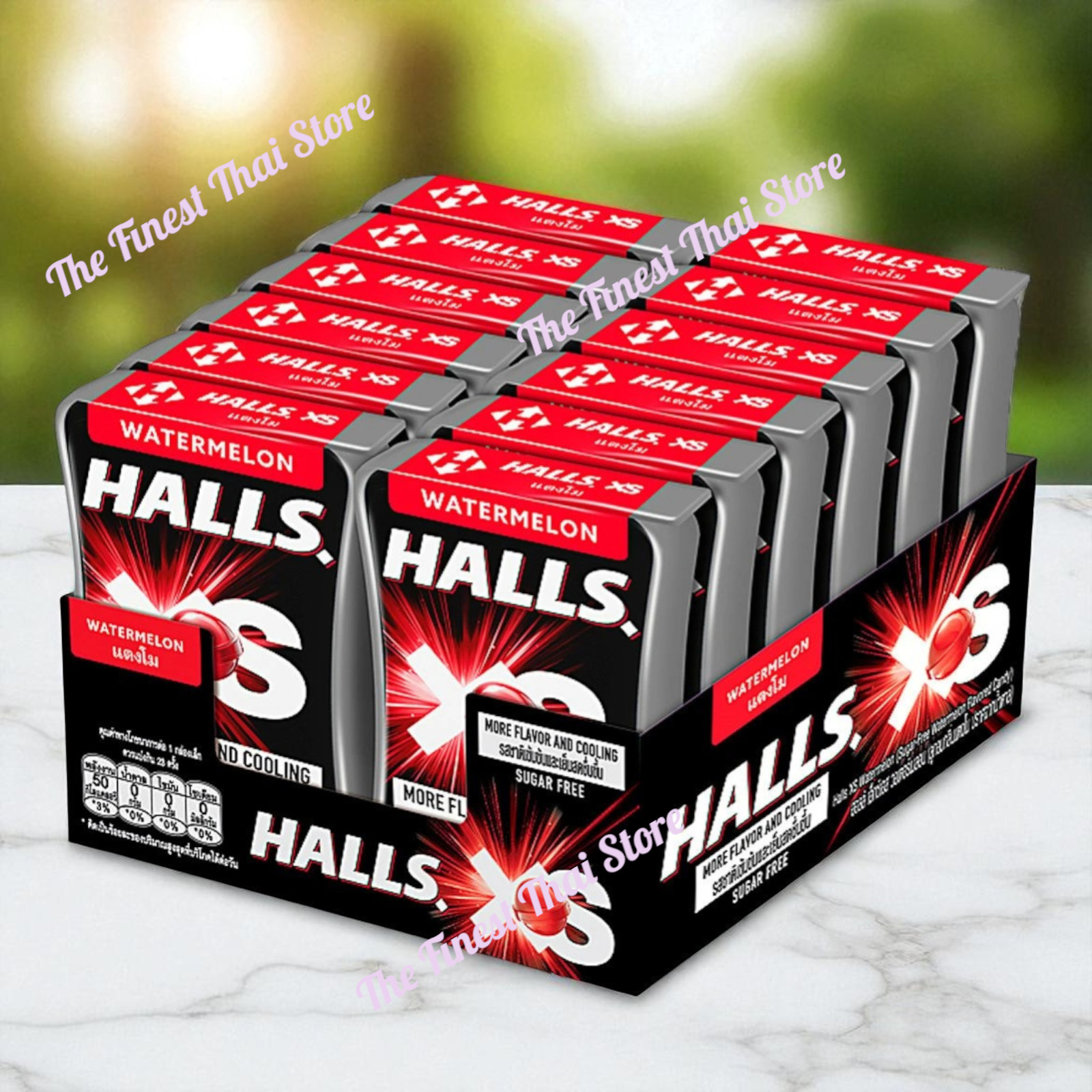 Halls XS Sugar Free Candy Watermelon Flavored 15g pack of 12 boxes