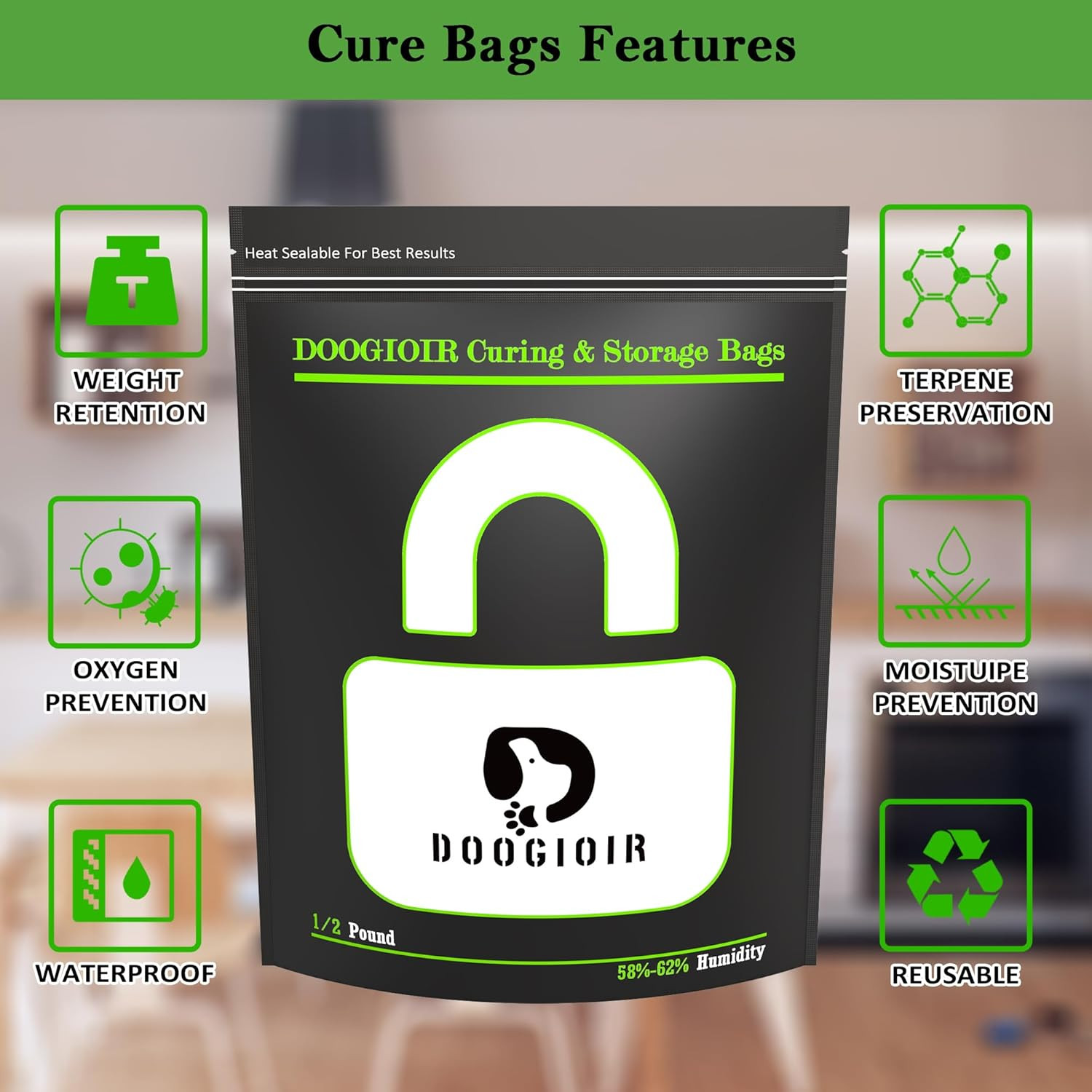 1/2 LB Curing & Storage Bags, Curing Bags for Food Storage, Double-Tracked Zip C