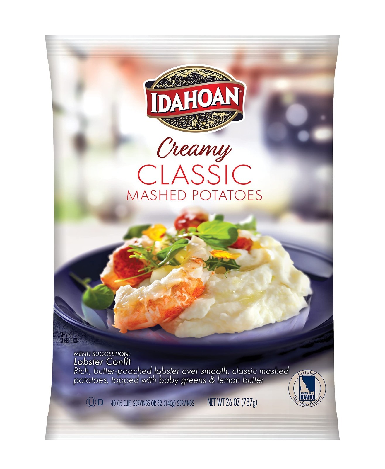 Creamy Classic Mashed Potatoes 26 oz Pouches – Pack of 12, Easy Prep, Comfort Fo
