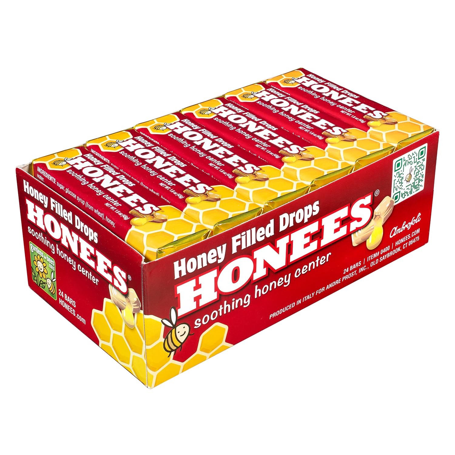 HONEES Honey Filled Drops 1.60 Ounce Bars (Pack of 24) – Cough Relief – On Sale