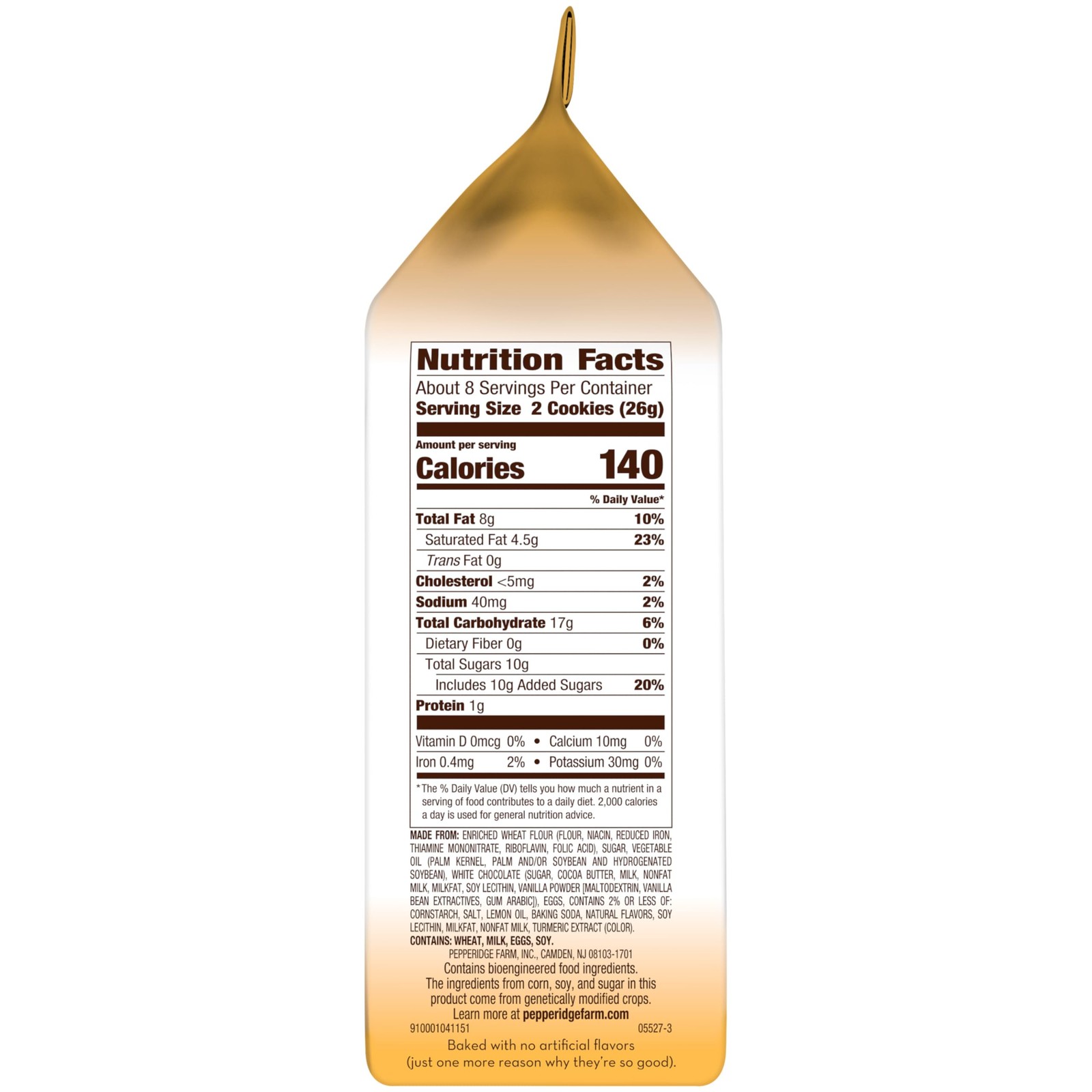 Pepperidge Farm Milano White Chocolate Lemon Flavored Cookies, 7 Oz Bag