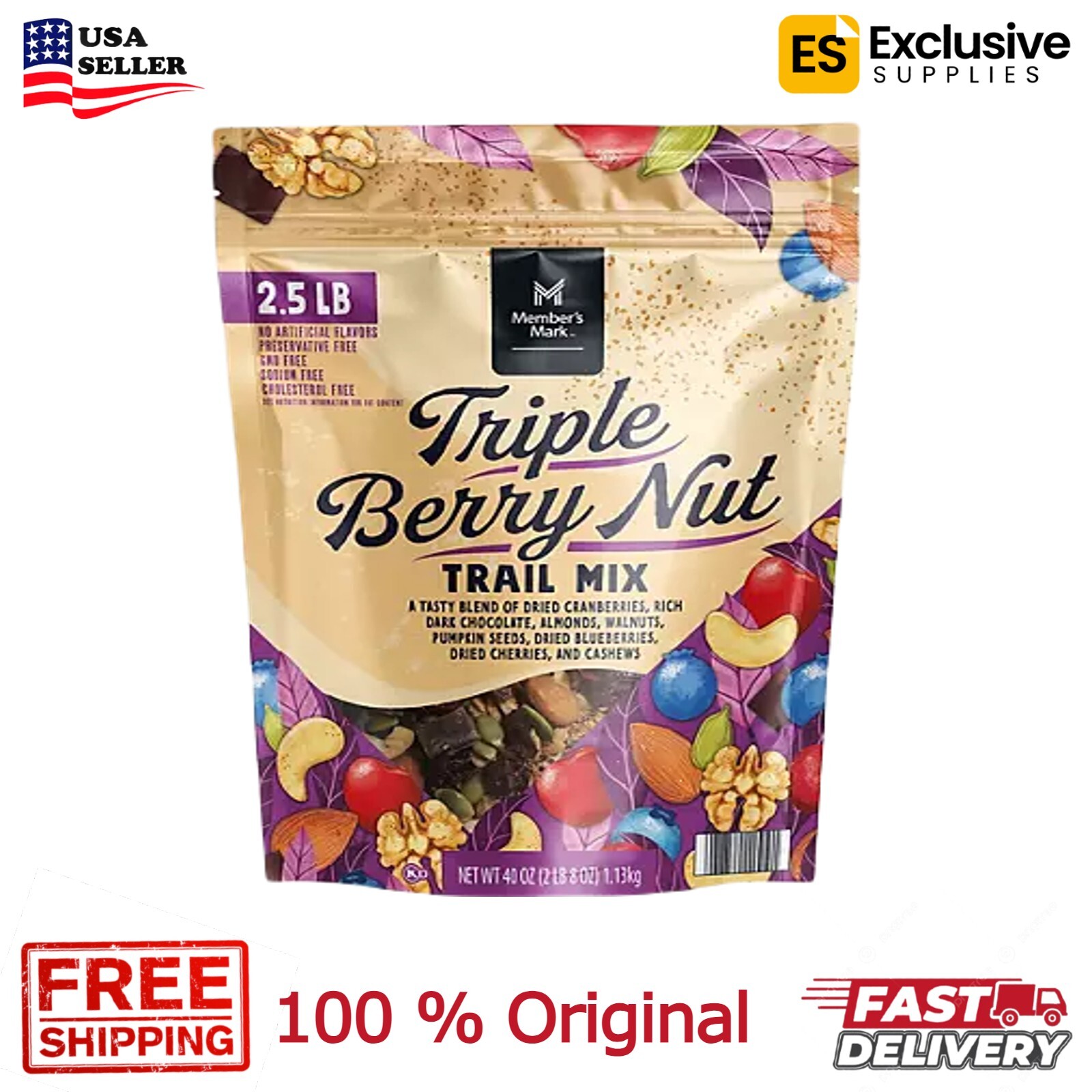 Member’s Mark Triple Berry Nut Trail Mix, 40 oz – FREE SHIPPING