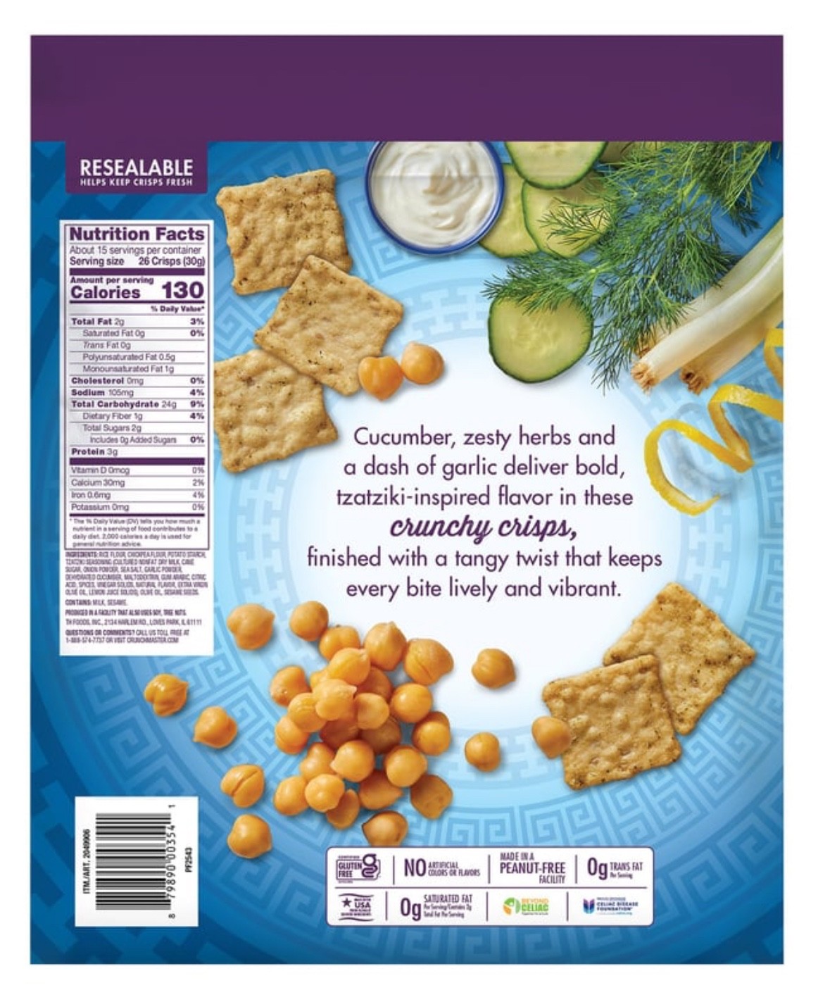 CRUNCHMASTER TZATZIKI CHICKPEA 160Z