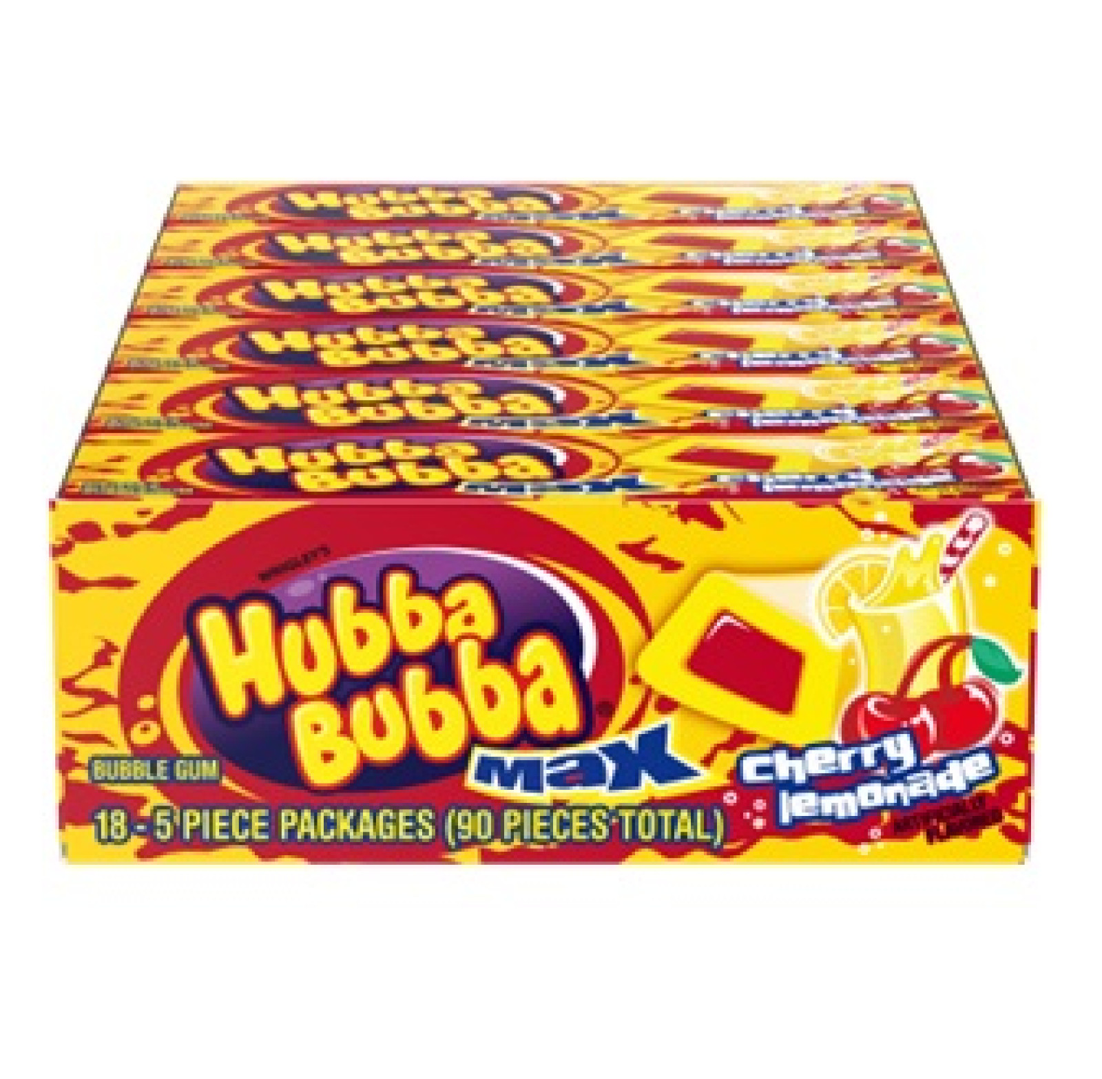 18x Packs Hubba Bubba Max Cherry Lemonade 5 pc Gum