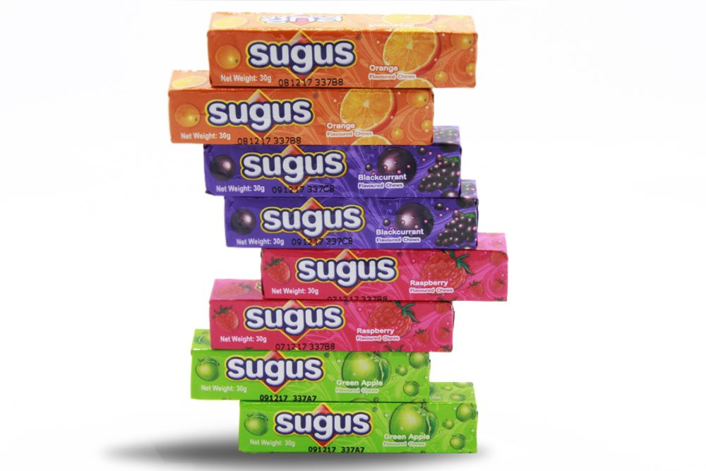 Sugus Chewy Candy 1.05 Ounce Pack of 8 Assorted Flavors Orange Raspberry Apple
