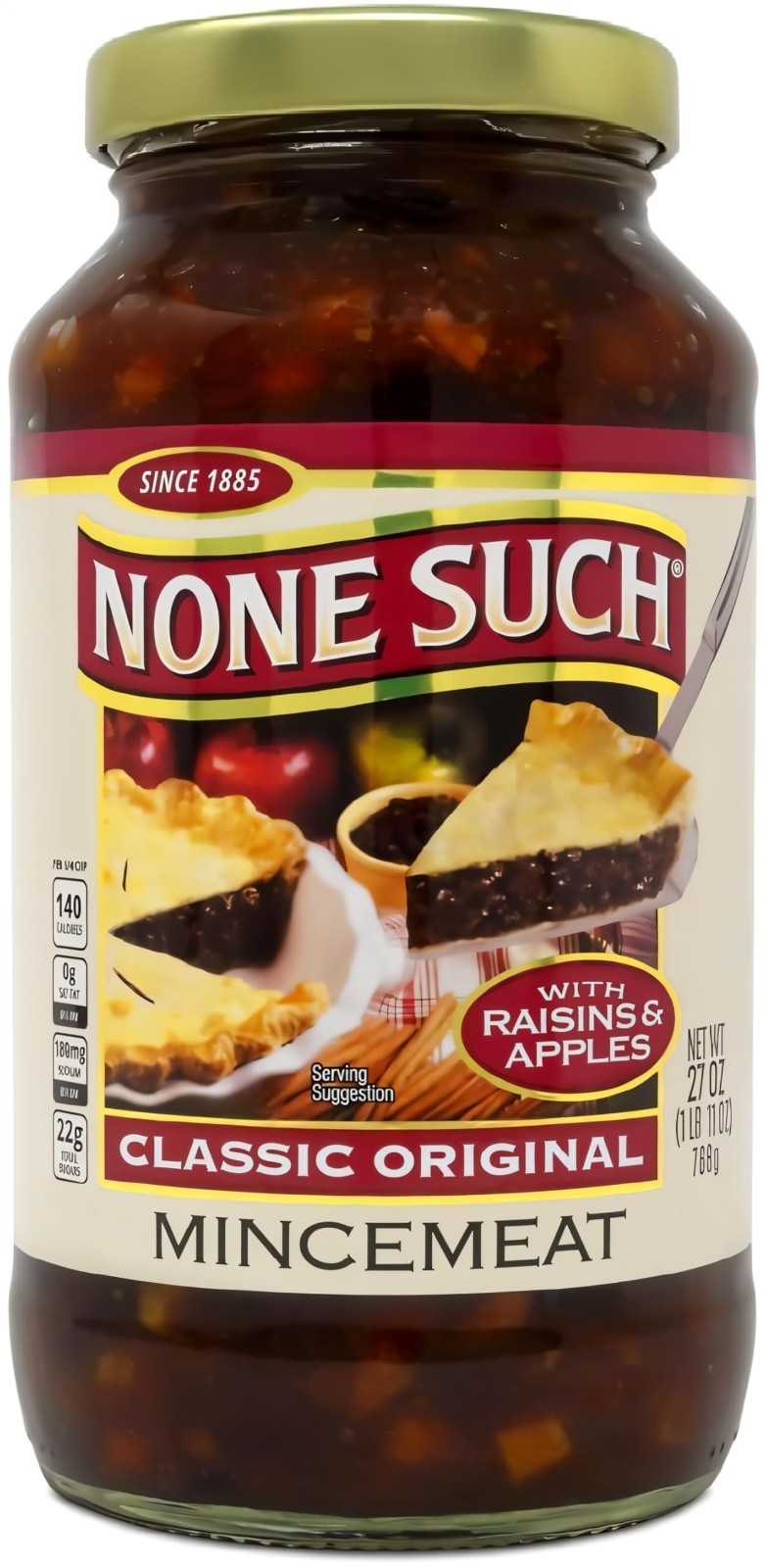 None Such Mincemeat Raisins & Apples Pie Classic Original 27, 1 Jar-EX 12/2027