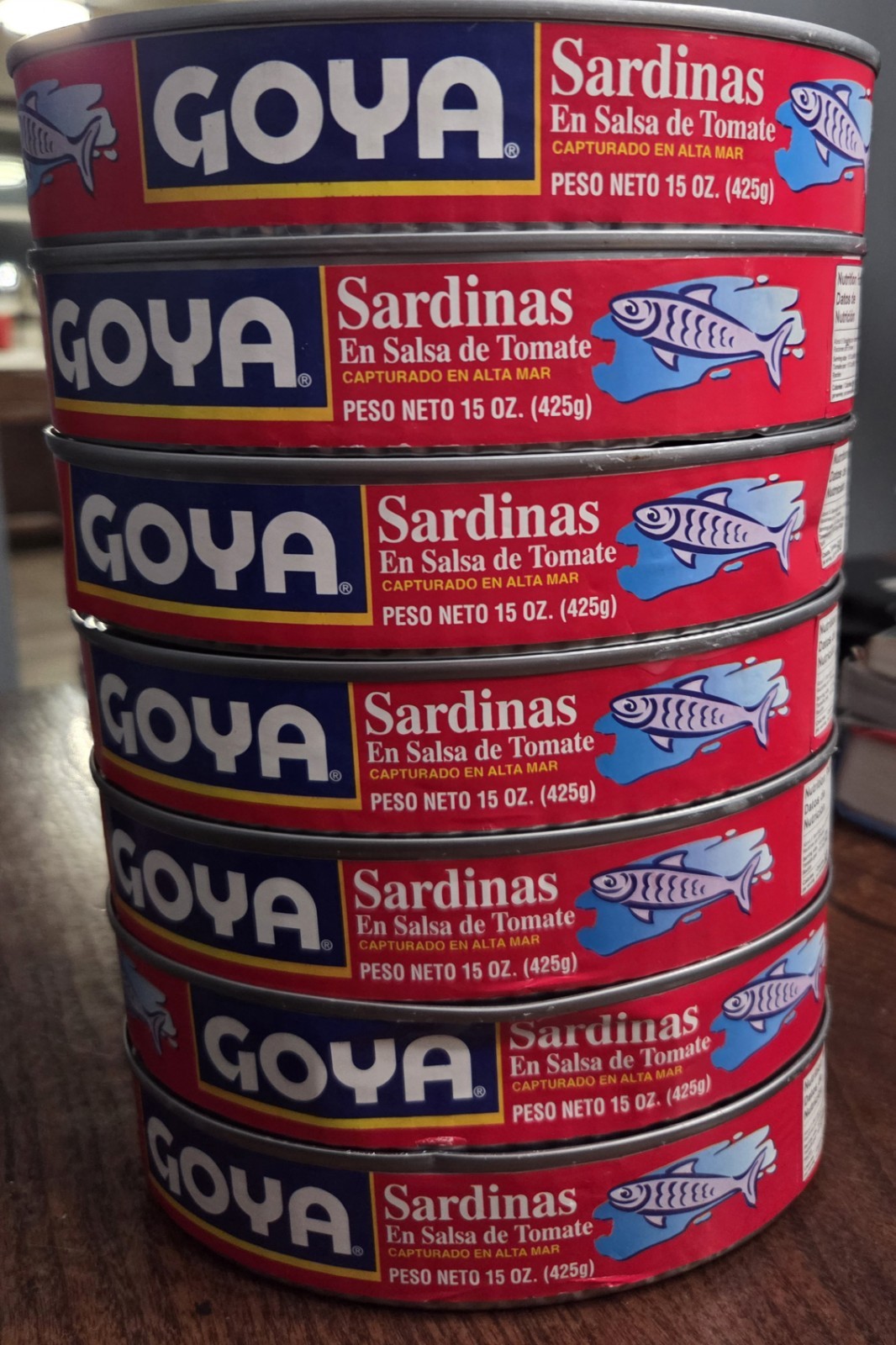 7 BIG CANS Goya Wild Caught Sardines in Tomato Sauce 15 oz Can Snack EXP. 2029