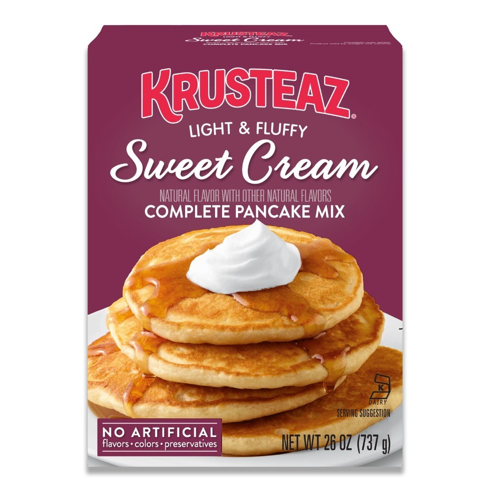 (4 pack) Krusteaz Sweet Cream Pancake and Waffle Mix, Light & Fluffy, 26 oz Box