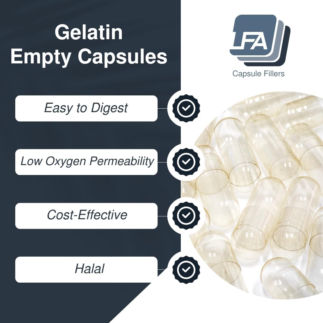 Capsules Size 1 – Clear Gelatin – 1000 Count – Pill Capsules Empty Fits Capsule