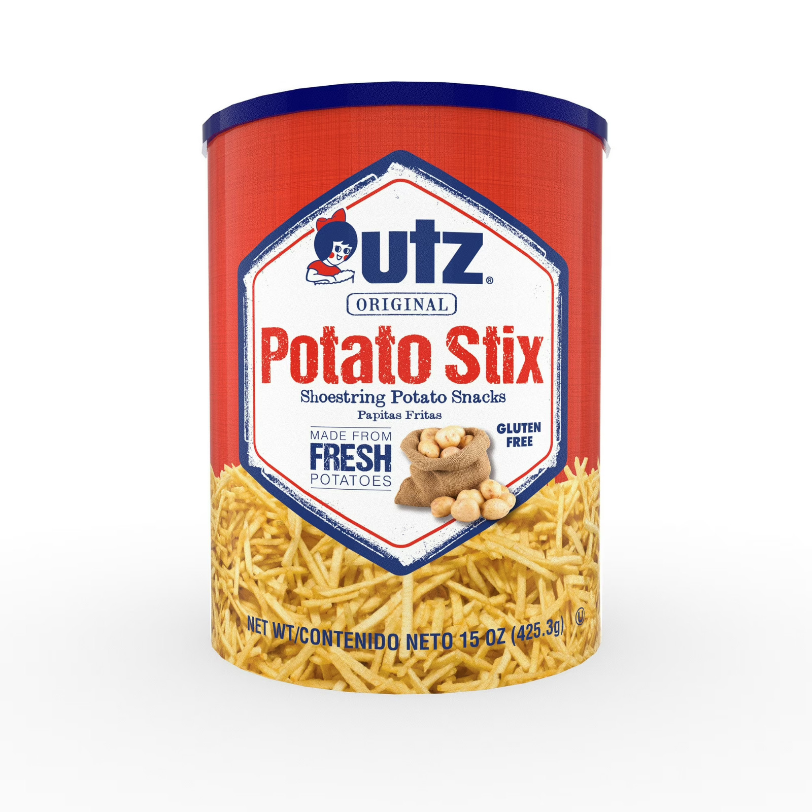 Utz Potato Stix Original Shoestring Potato Sticks Snack 15 oz Canister
