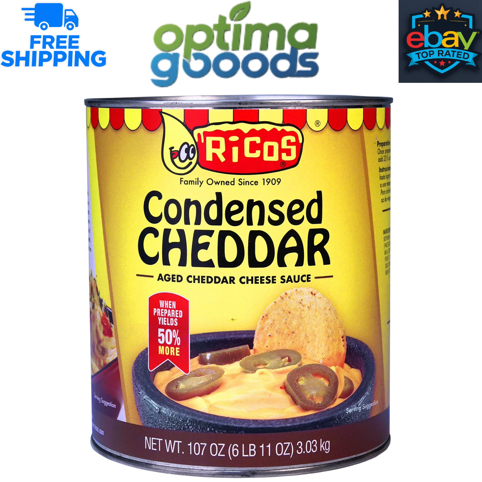 Ricos Condensed Cheddar Cheese Sauce 107 oz Can – Bulk Nacho Cheese Dip.