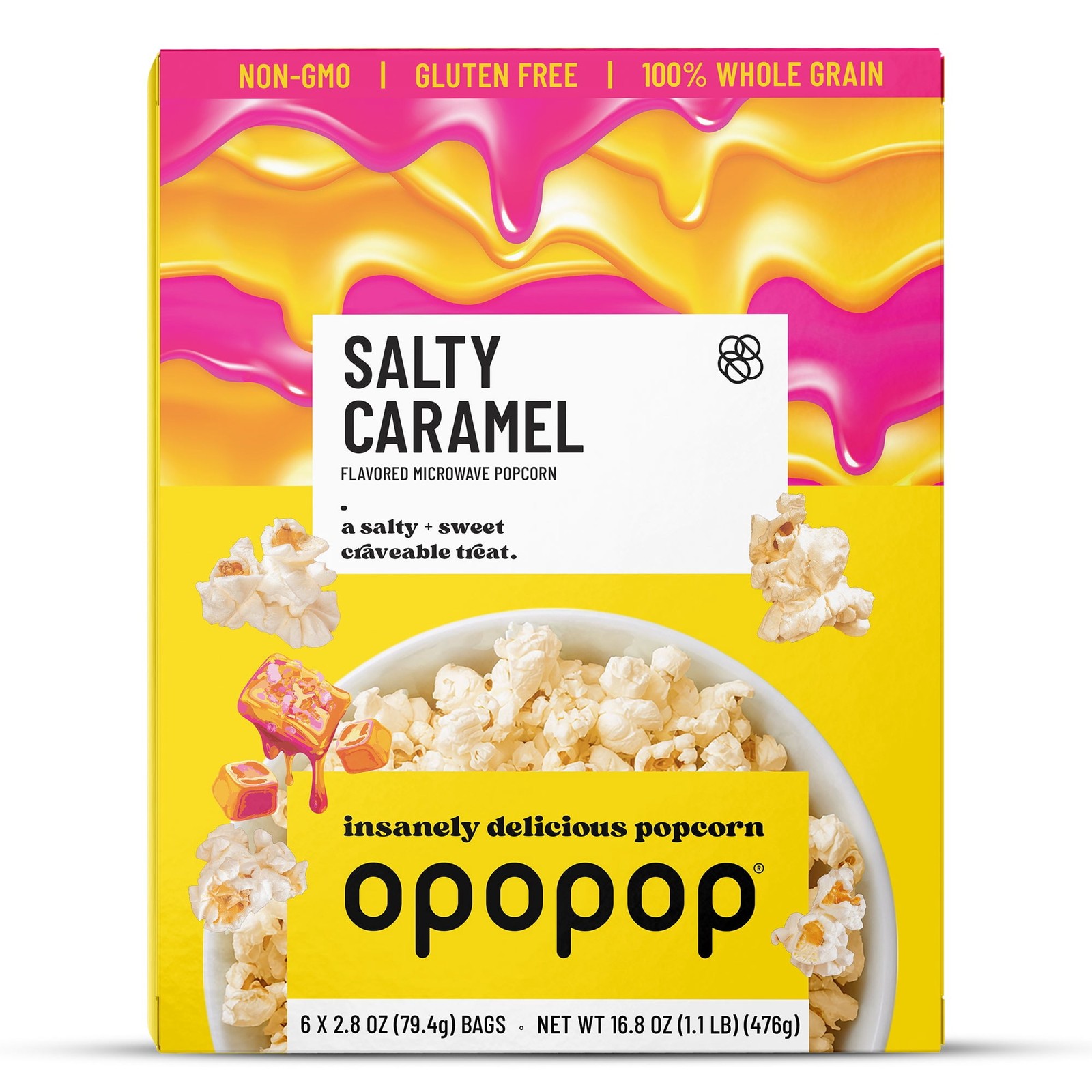 Snack Pack Microwave Popcorn Salty Caramel Flavor 2.8oz/6ct W/ Family Size